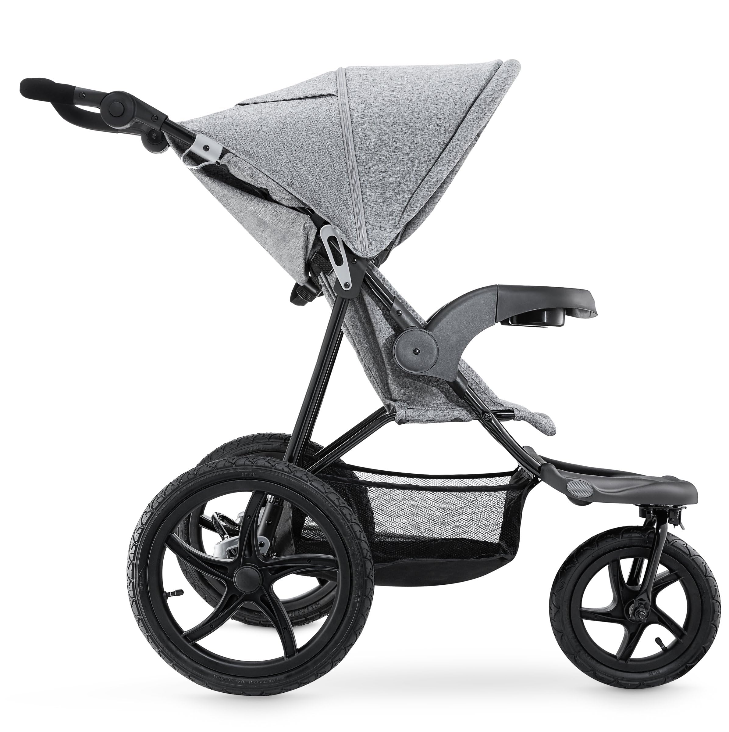 Moby-System Runner Mountain Dreirad-Kinderwagen mit Regenschutz, 5-Punkt-Gurt, Reflektoren - Kinderwagen Zubehör für Kinder bis 15 kg, Grau - Leicht Zusammenklappbar