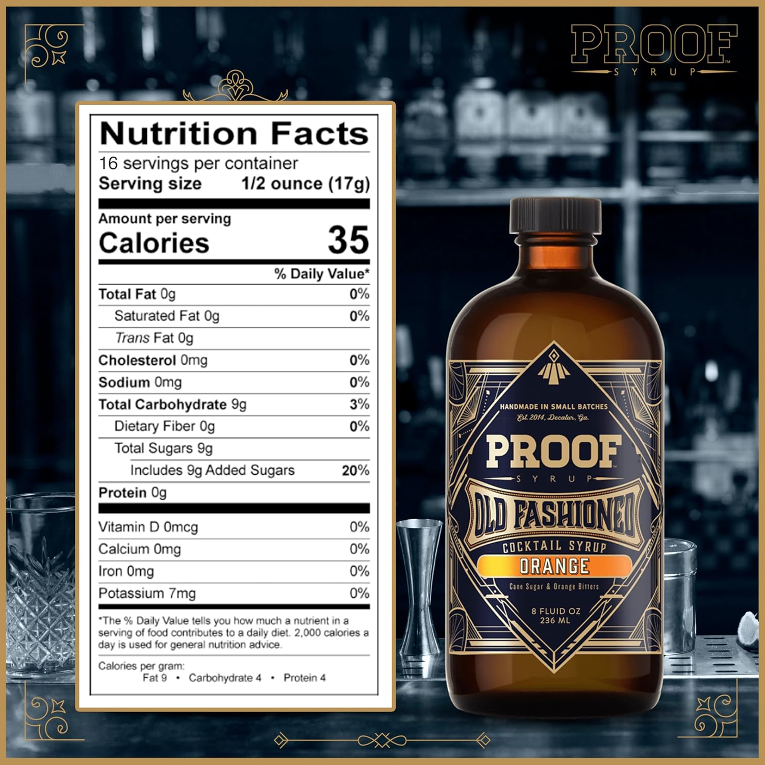 Proof Syrup - Old Fashioned Cocktail Mix - Made with Real Bitters & Cane Sugar - Orange Flavor - Fast, Easy, Delicious, Handcrafted Cocktail Syrup - 8 fl oz - 1 Bottle