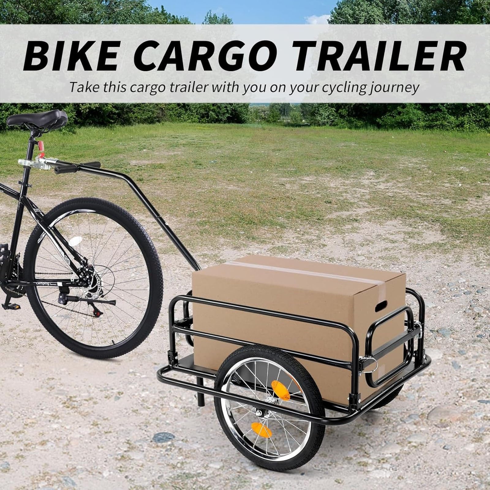 Remolque para Bicicleta Plegable, Carrito para Bicicleta Resistente, Almacenamiento Compacto, con Enganche Universal, diseño de reflectores Seguros, para Transportar mercancías Pesadas