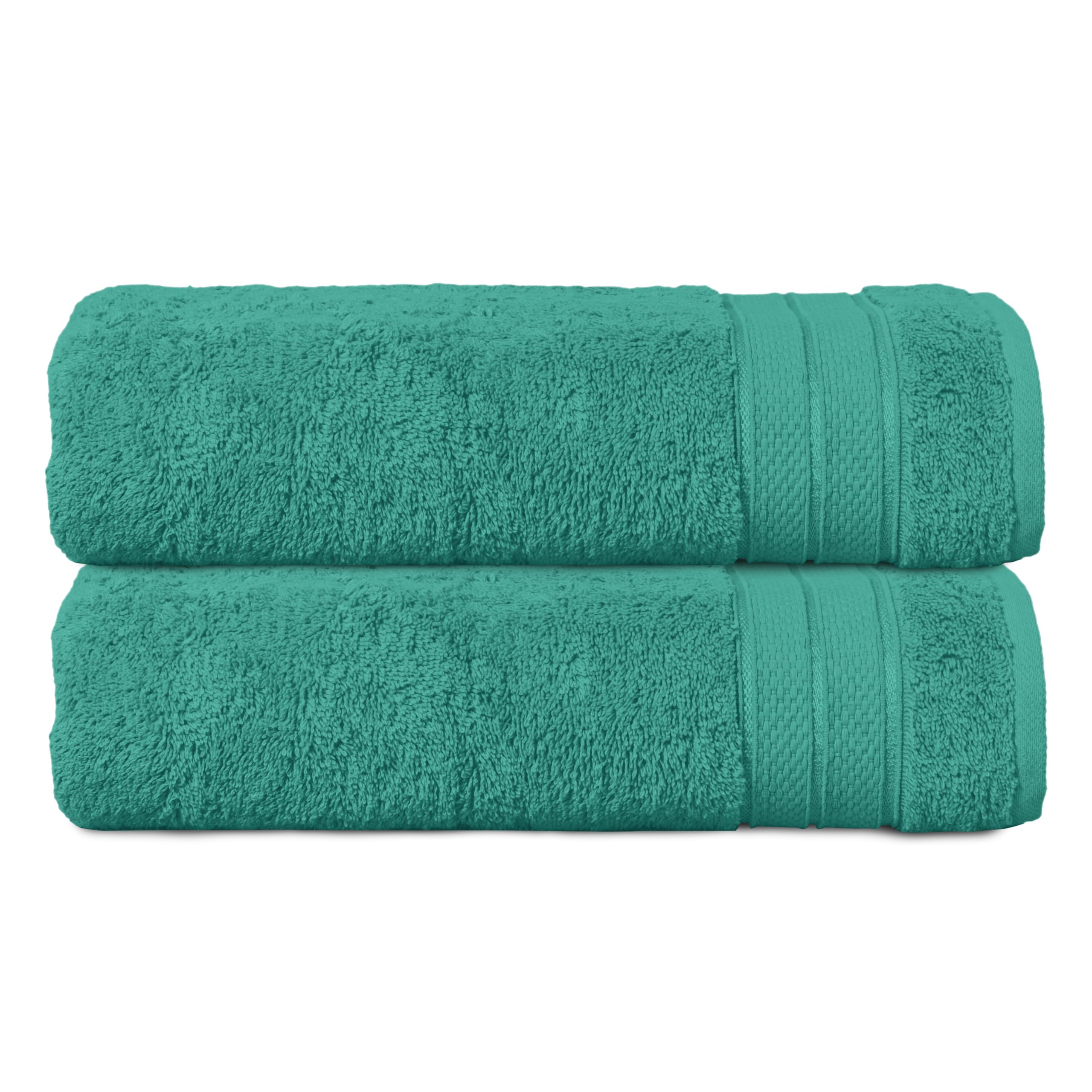 Elegant Comfort Three Line Popcorn Towel Set for Bathroom 27 x 54 inches, Premium Hotel Quality 2-Pack Bath Towels, 100% Turkish Cotton, Soft and Durable, Quick Dry and Highly Absorbent, Teal Blue