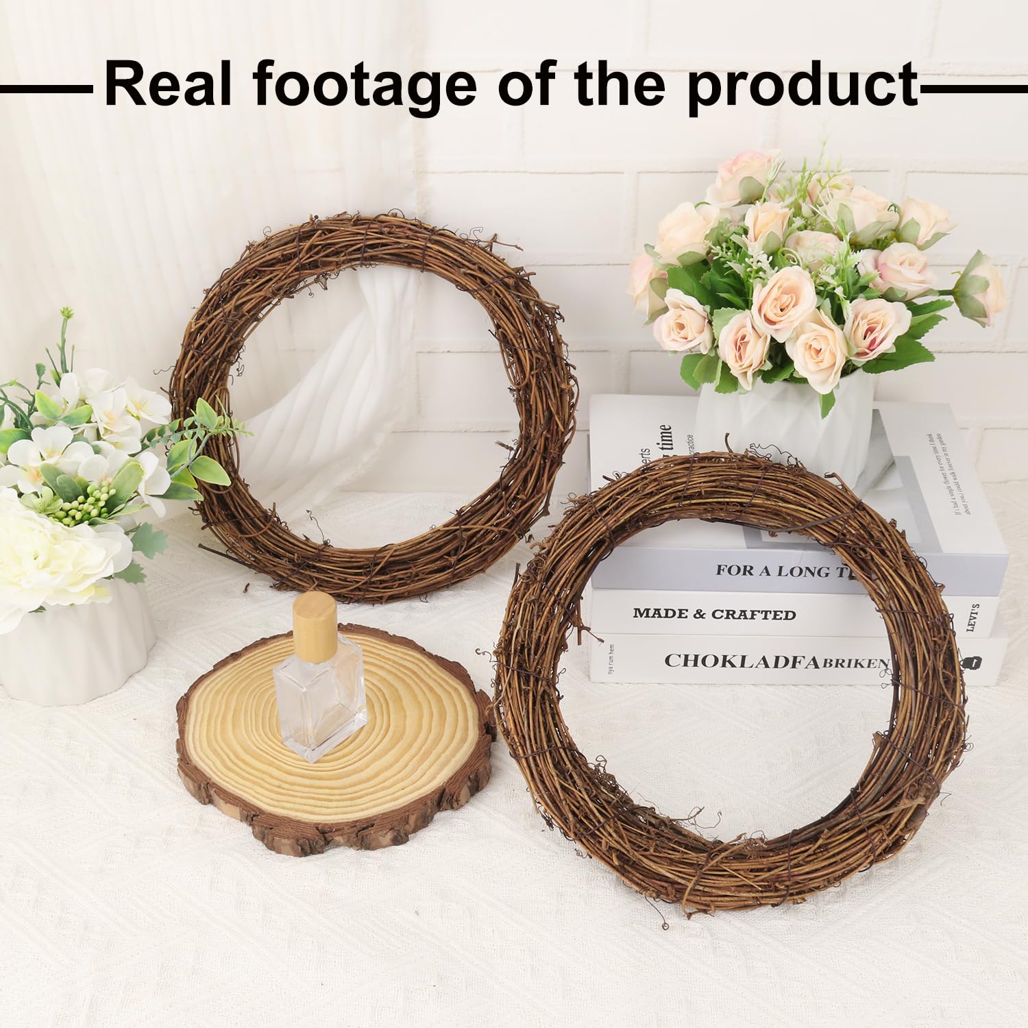 Natürliche Weinrebenkränze, rund, Rattan-Kranz, Weinreben-Kranz, für Bastelarbeiten, Festival, Weihnachten, Hochzeit, Restaurant und Heimdekoration, 7 Stück, 30,5 cm