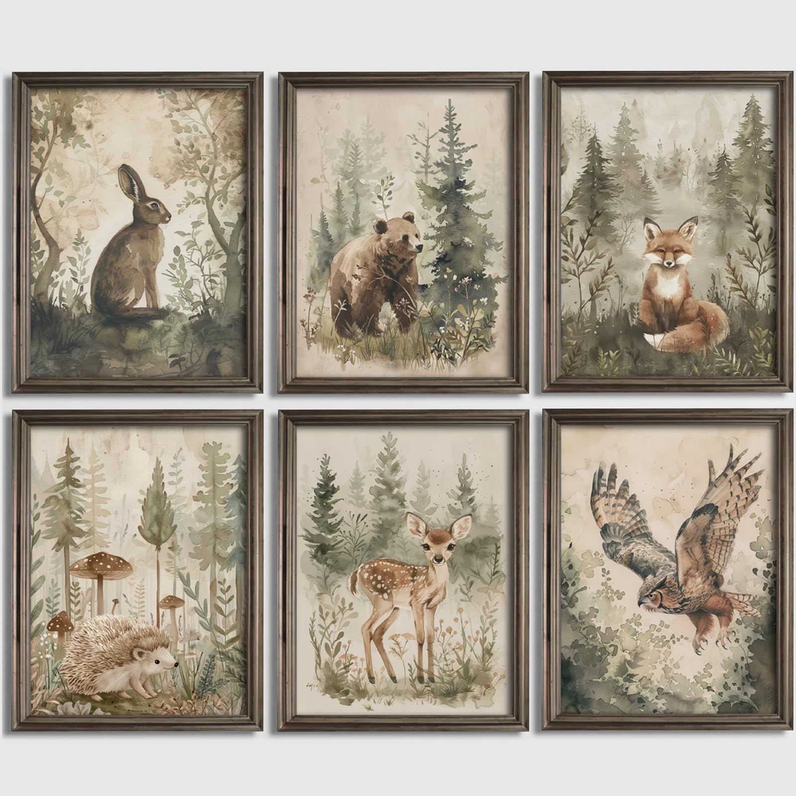 Woodland Animal Wall Art Nursery Canvas Wall Decor Forest