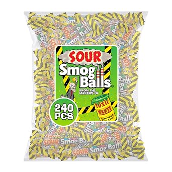 TOXIC WASTE Assorted Flavors Smog Balls of Shooter Packs, Poly Bag, 5.0 Pound | Crunchy outside with chewy tangy center, large format, great for events, offices, or resale