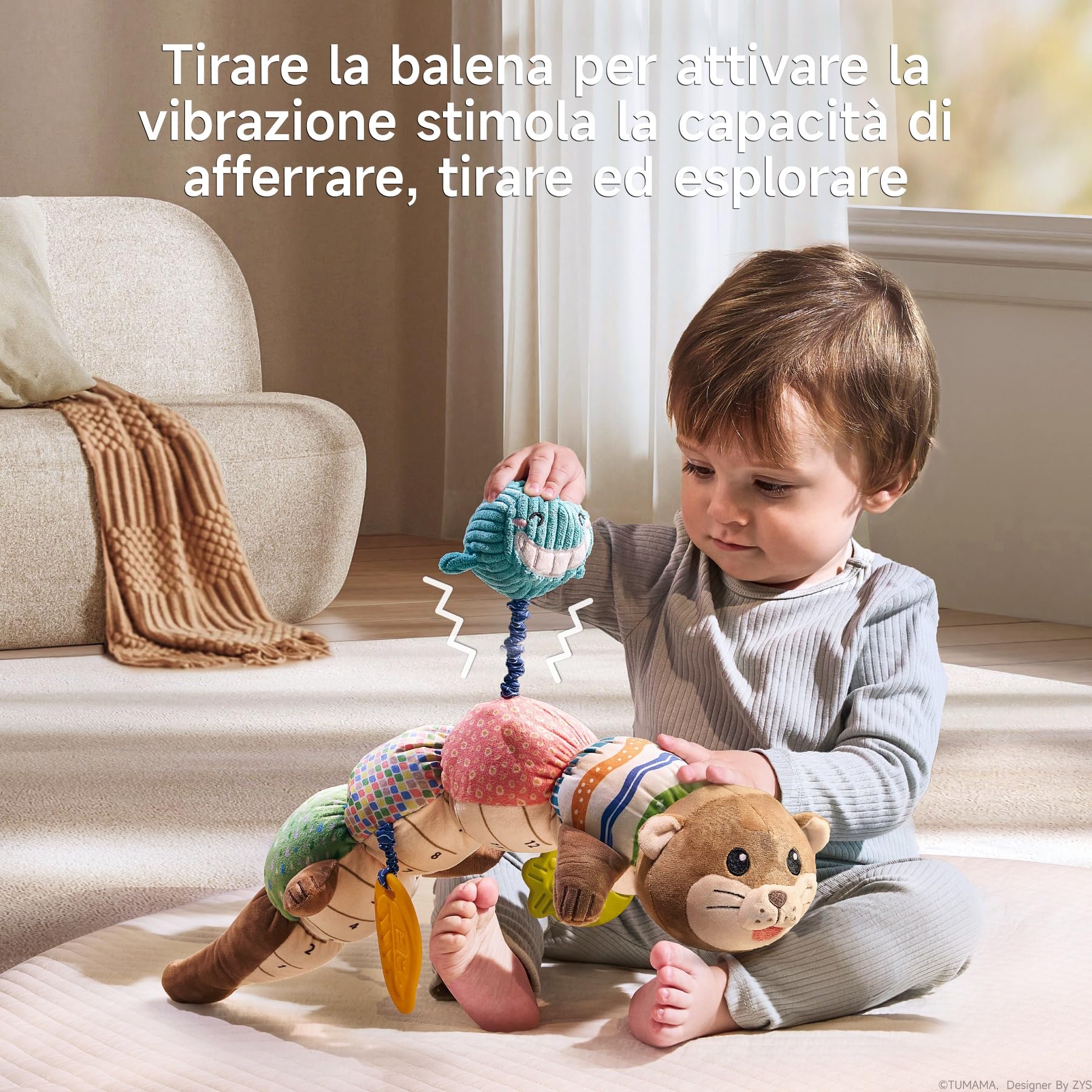 TUMAMA Kids Giocattolo Sensoriale A Forma di Lontra 0-12 Mesi, Giochi Tummy Time Neonato, Peluche con Suoni E Rumore di Carta, Peluche Giocattolo Giochi Bambini Regalo Neonato 0 3 6 9 Mesi