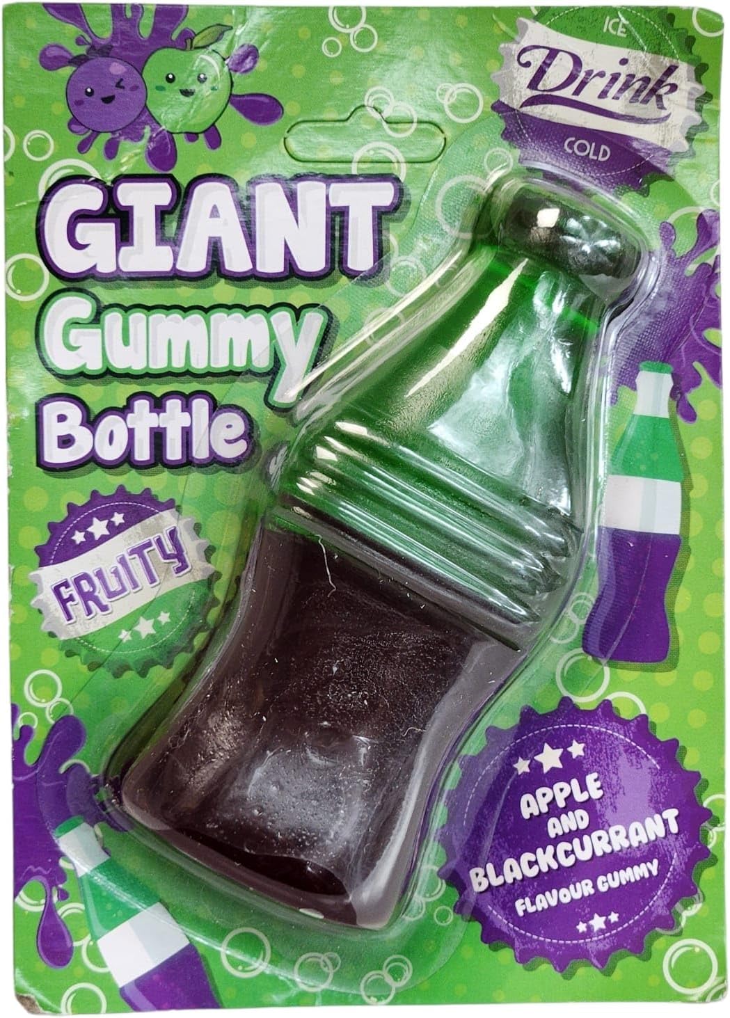 Giant Gummy Novelty Sweets Flavored Gummy Jelly Gift Pack (Giant Bottle Apple-Blackcurrant)