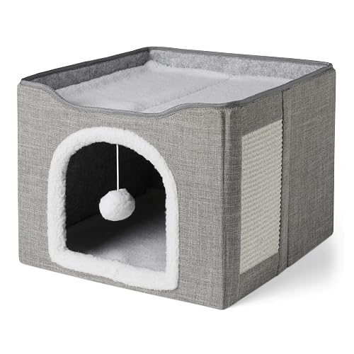Amazon Basics Camas para Gatos con Casa para Gatos de 1 Piso para Gatos de Interior