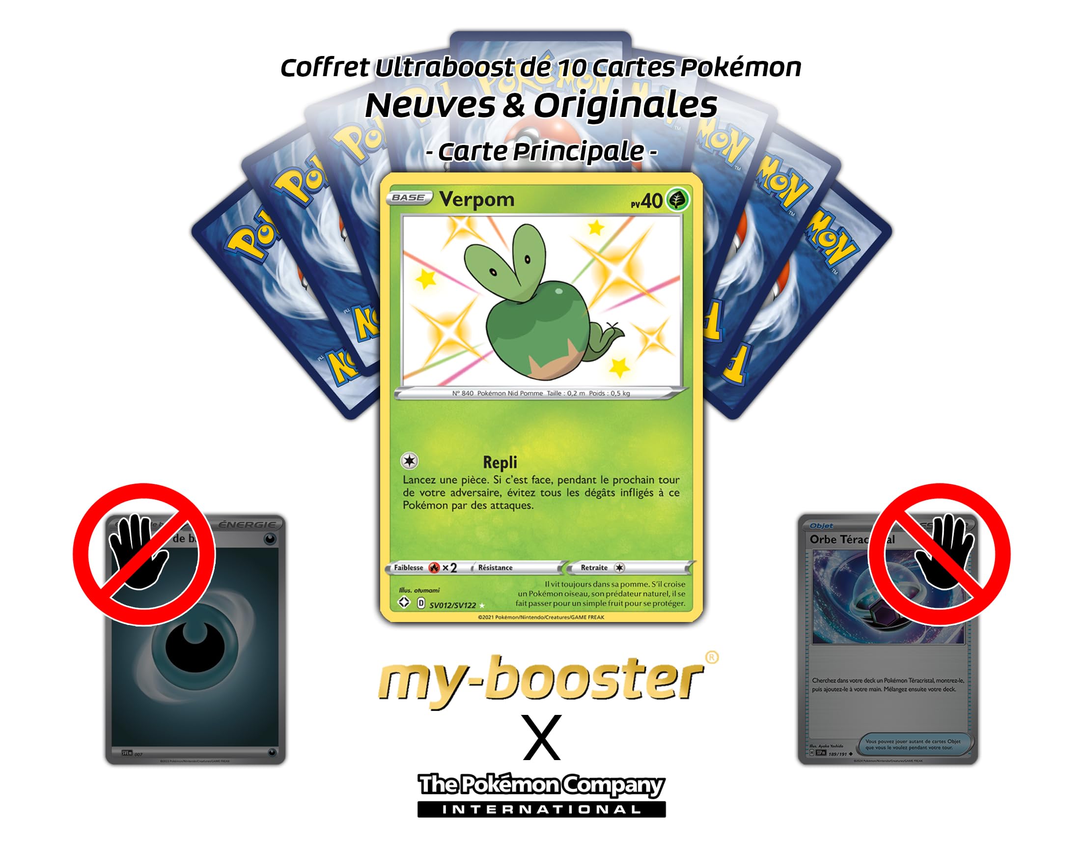 my-booster Verpom (Applin) SV012/SV122 Cromatico Secreto X Écarlate et Violet 4.5 Destinées Radieuses - Box di 10 carte Pokémon Francese