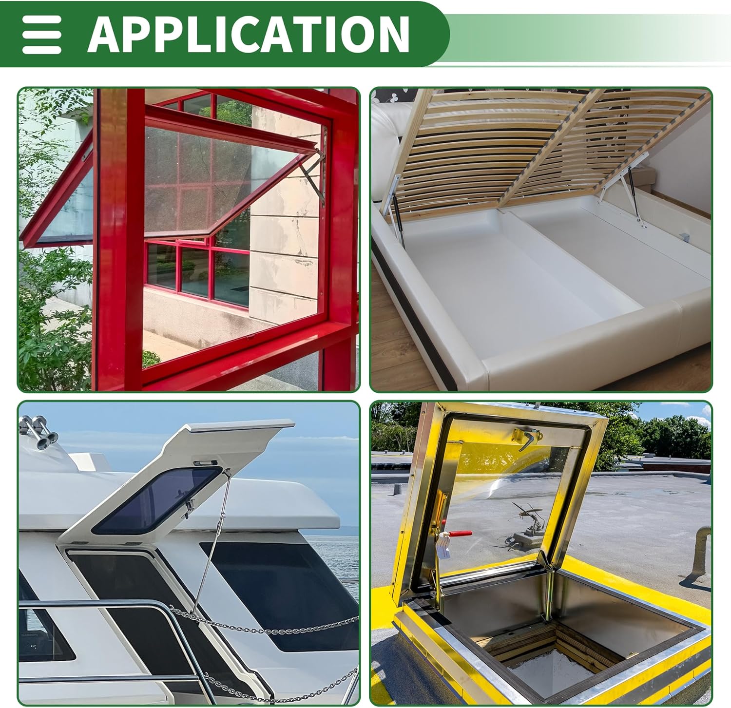 Motoforti 400mm/15.75" Gas Struts 1000N Gas Springs Silver Tone Carbon Steel 2 Pcs RV Car Toolbox Lid Storage Box Cover Cabinet Door Cover