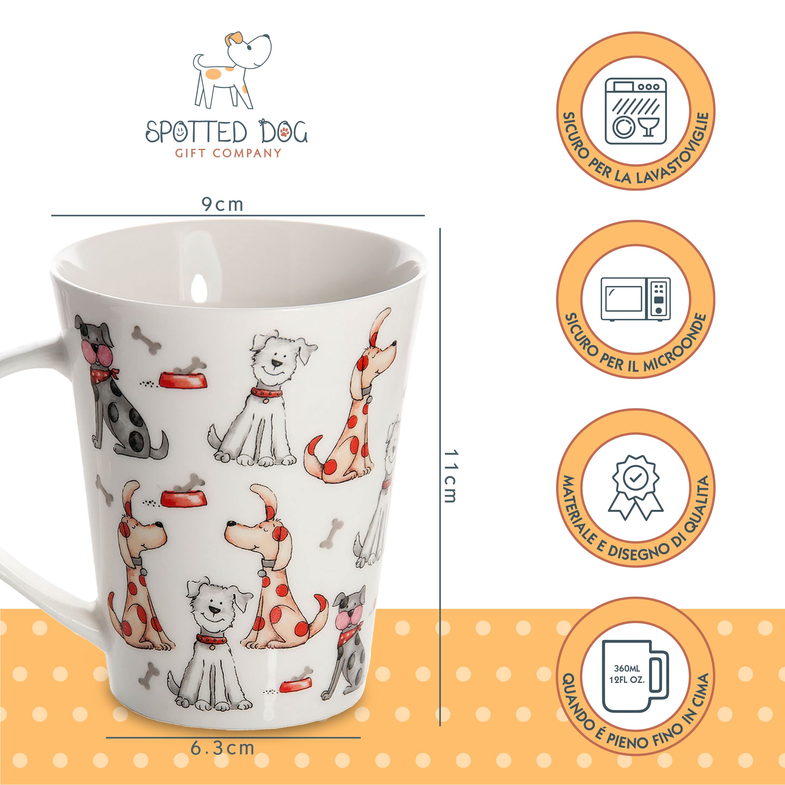 SPOTTED DOG GIFT COMPANY Set di Tazze da Caffè con Cani, Set di Tazze Grandi, Tazze Colazione da Caffè Tè in Ceramica con Carino Cani, Regalo per Cani per Donne Uomini