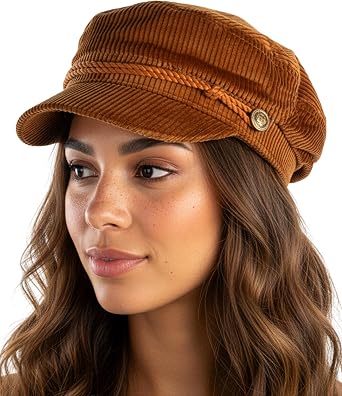 Funky Junque Greek Fisherman Newsboy Cap, Cotton Captains Bakerboy Hat