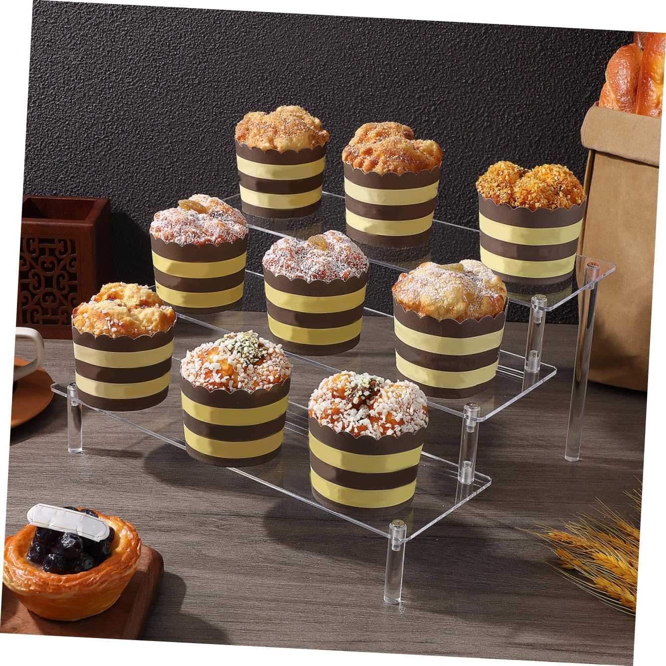 Acrylic Display Riser Stand Organizer Shelf Acrylic Storage Rack for Perfume Figurines Candy Dessert Decoration