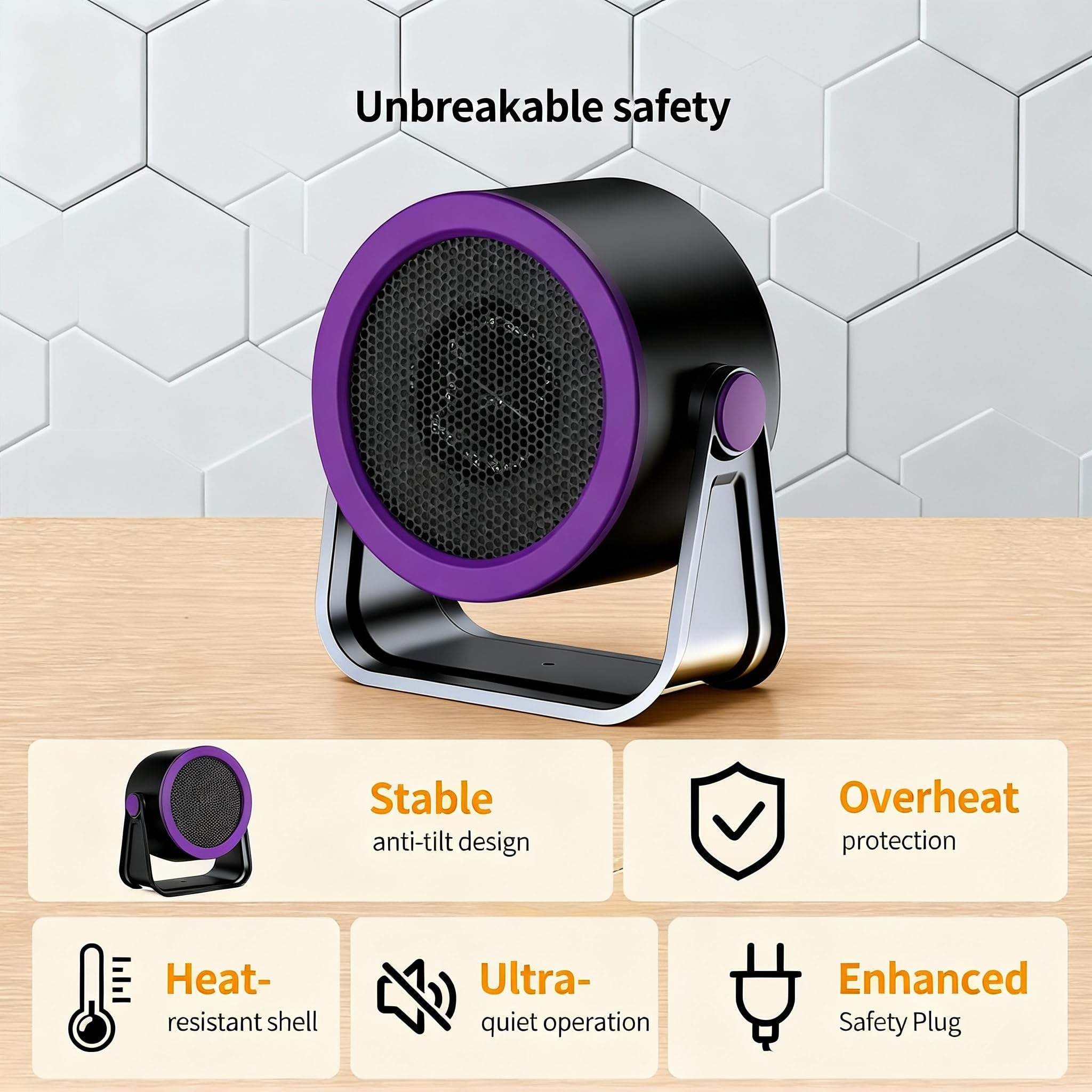 Termoventilatore Da Scrivania Con Riscaldamento Rapido, Timer E Telecomando - Riscaldatore Ceramico Portatile Per Ufficio, Camera, Campeggio E Auto