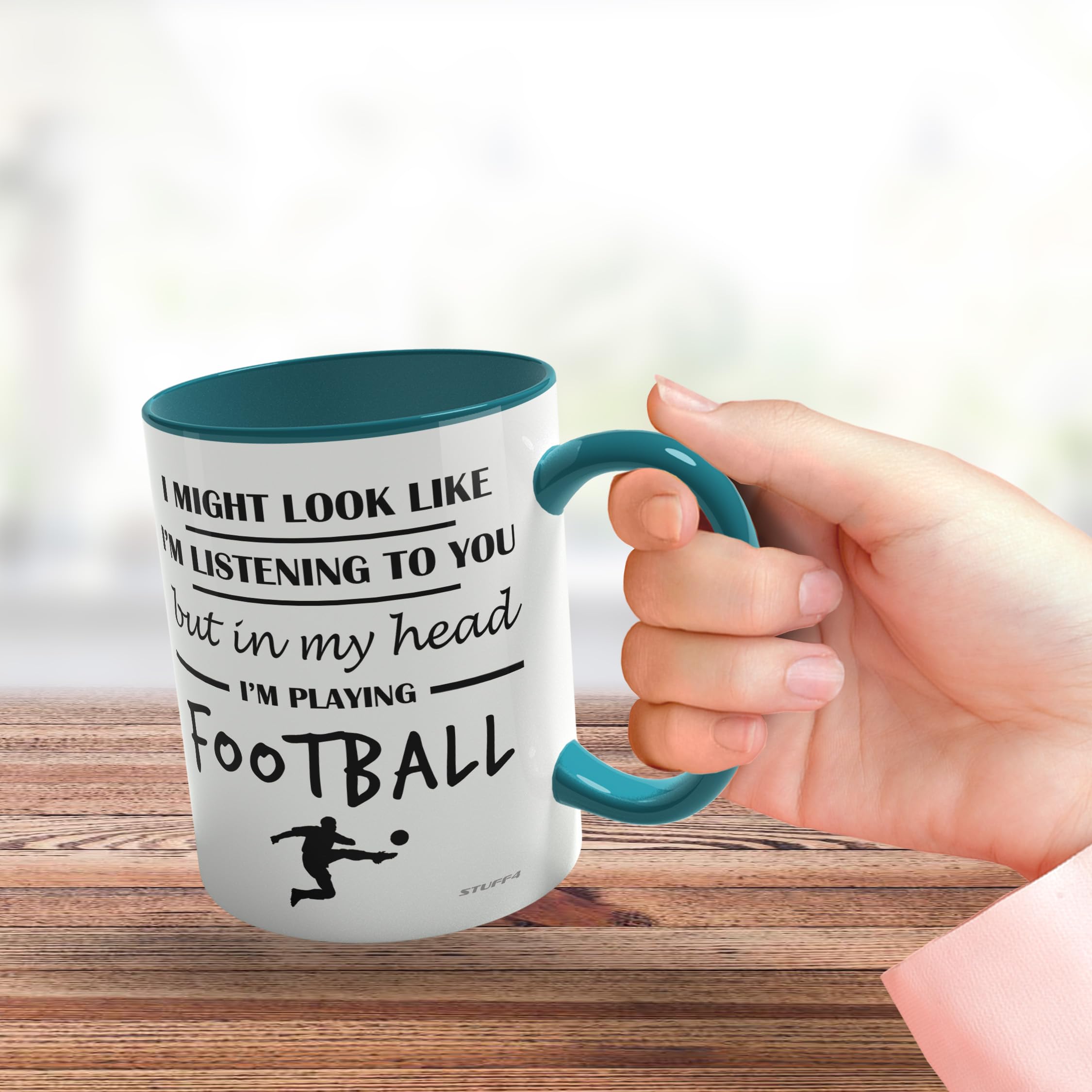 Stuff4 Football Gifts, in My Head I'm Playing Football Mug, Funny Gift for Footy Players Footie Lover Presents - Image 3