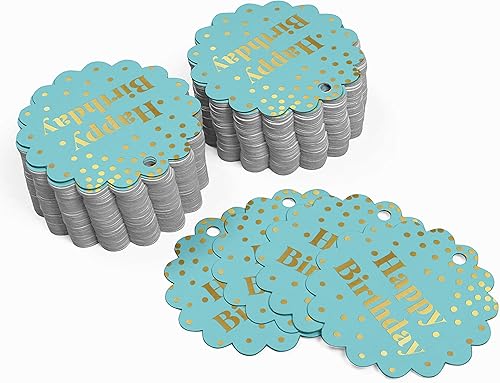 Miniatura 310 de Etiquetas colgantes para botellas de feliz cumpleaños, paquete de 100 unidades Blanco,Aqua Blue,Negro,Azul,Azul turquesa oscuro,Rosa