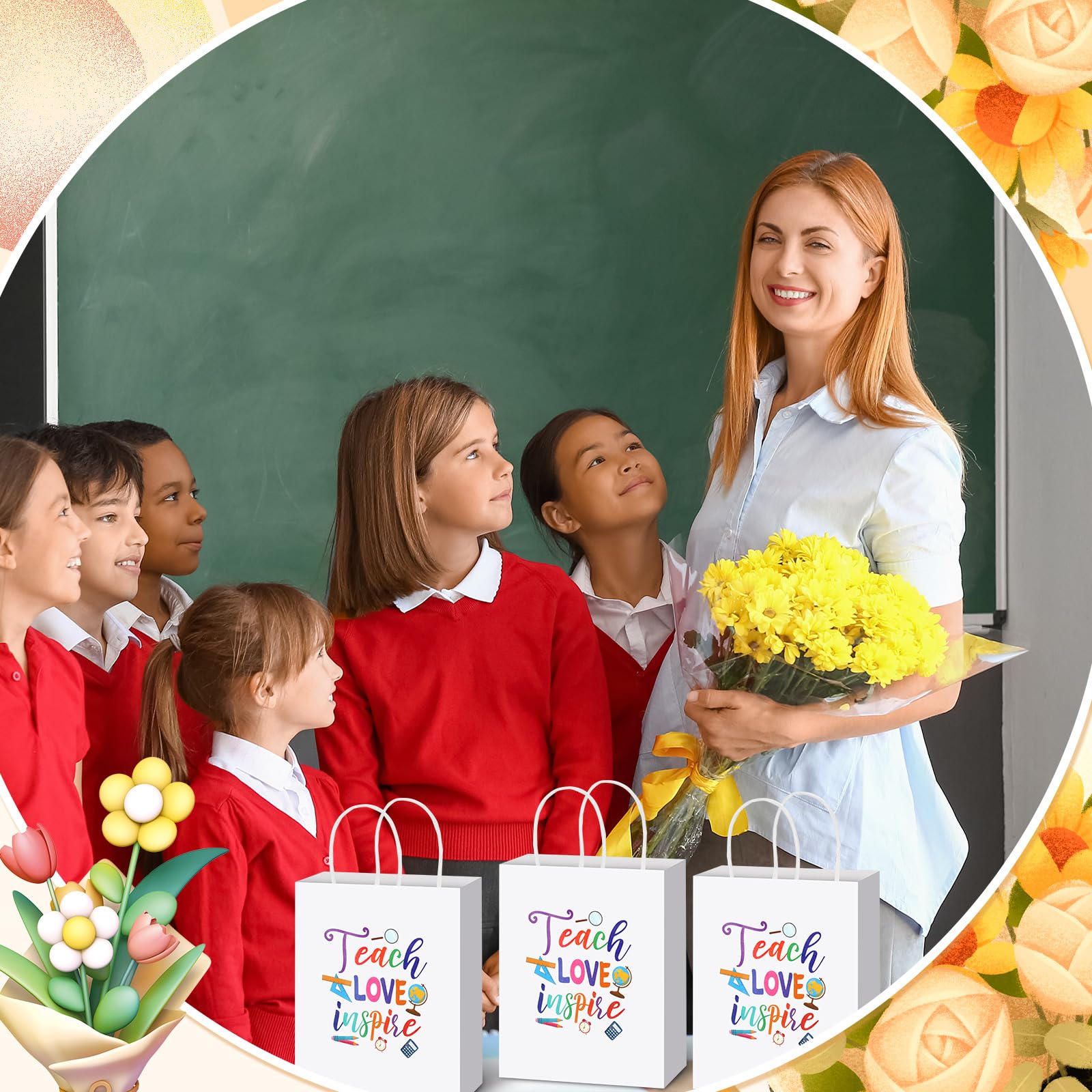 Teenyyou Geschenktüten Für Lehrer – 50 Stück, 20,3 X 16,5 X 6,5 Cm, Mit Dankesworten & Transparentem Fenster