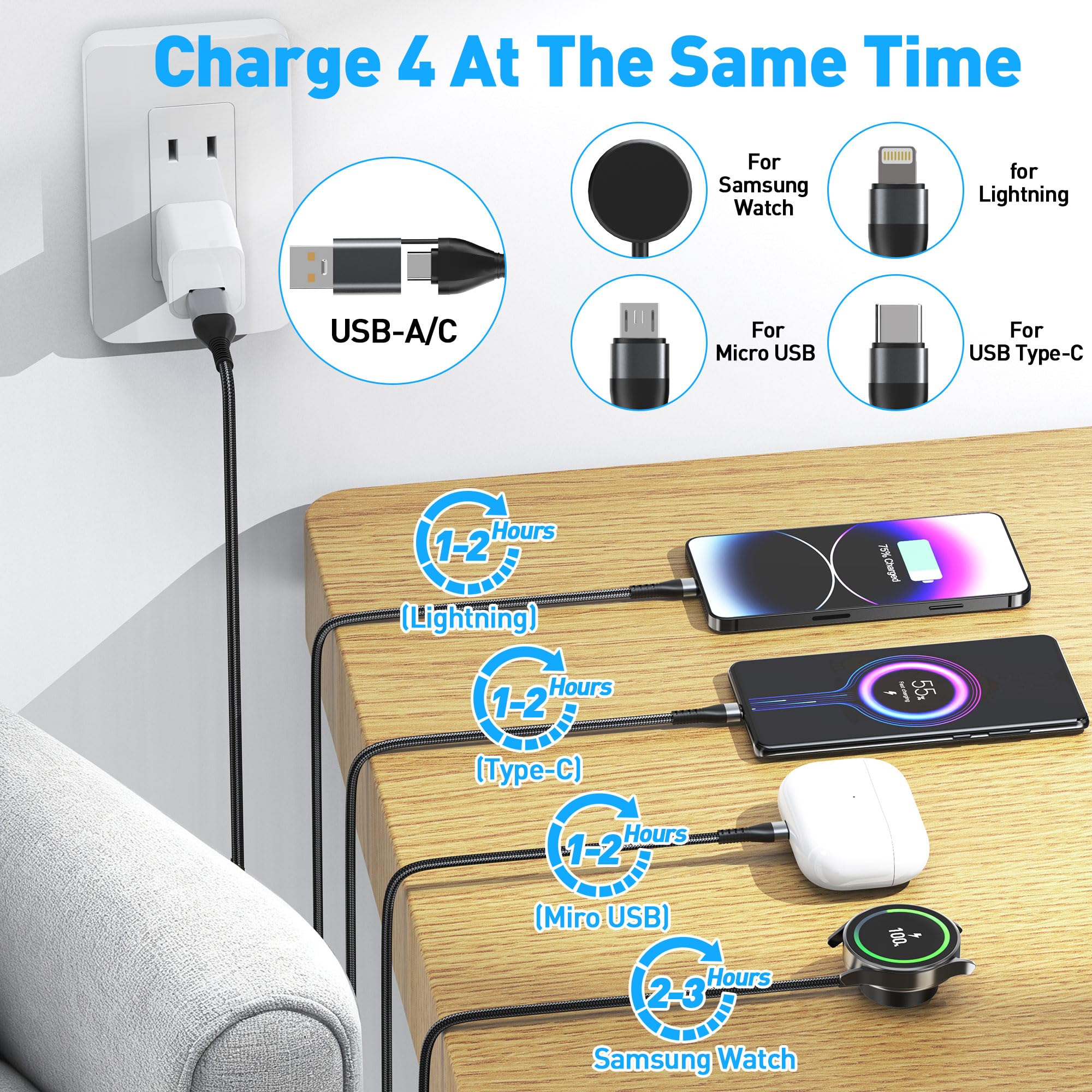 Galaxy Câble de charge multi pour Galaxy Watch 4/6/5/5 Pro