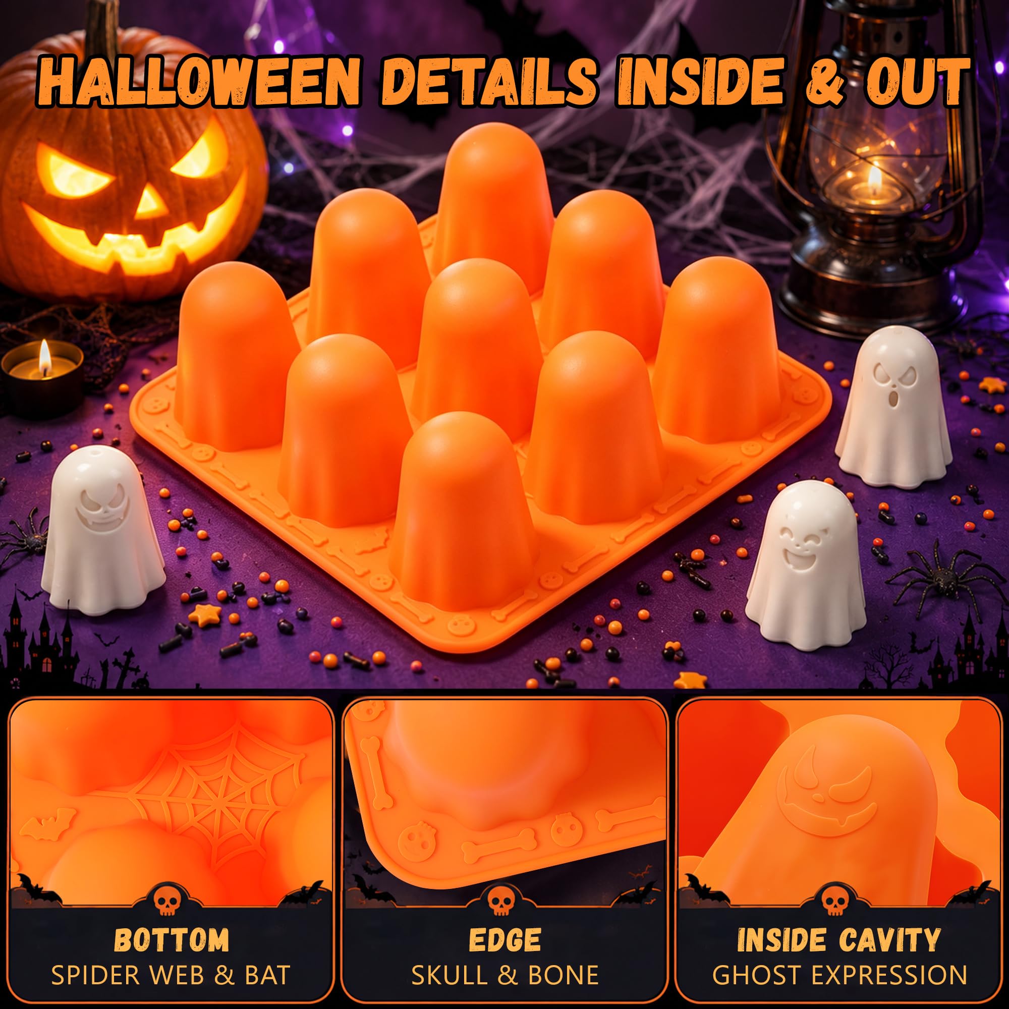 Halloween Silicone Molds - 2 Packs Ghost Molds -5 Halloween Silicone Molds - 2 Packs Ghost Molds -5
