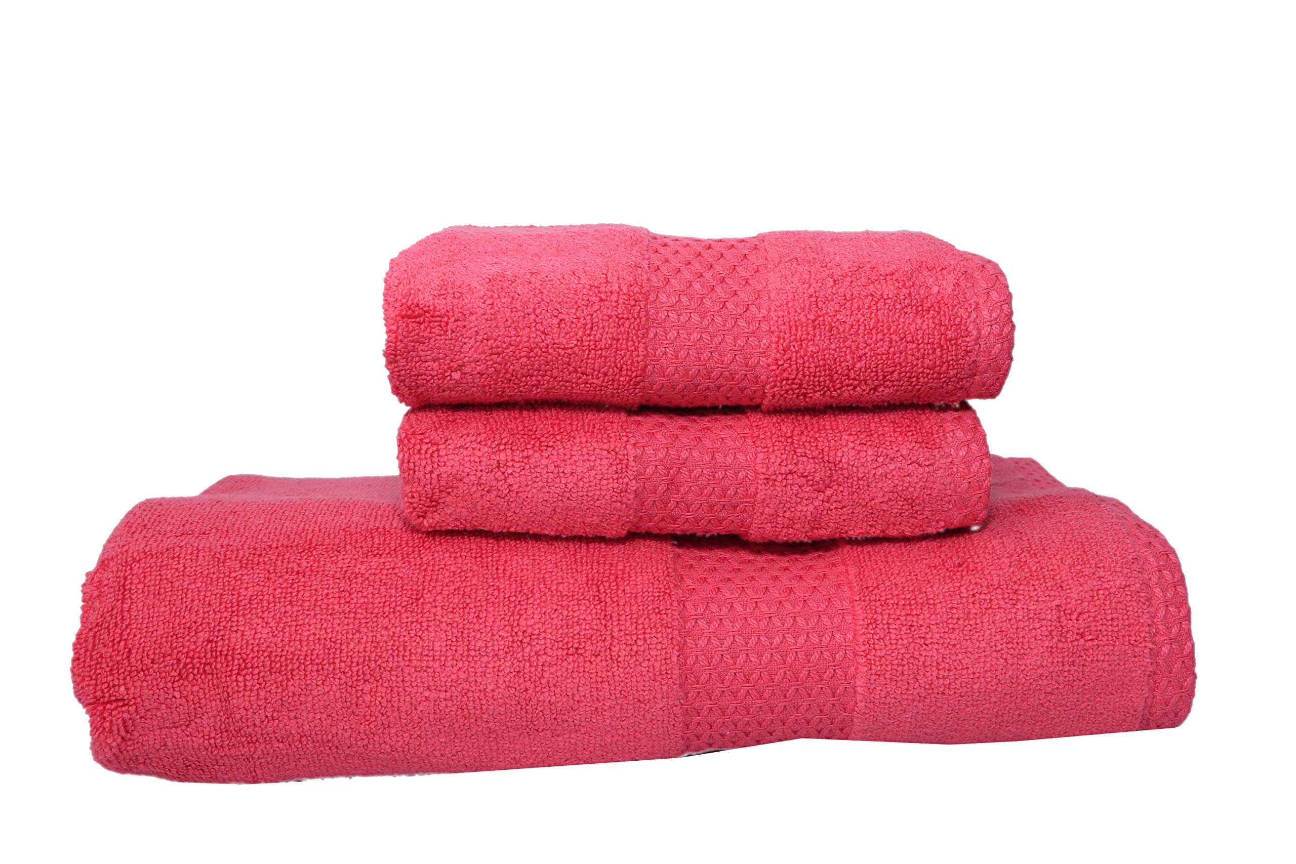 HOMETECH Zero Twist Super Soft 3 PCS Towel Set, 500 GSM (01 Bath Towel & 02 PC Hand Towel) (Rani)