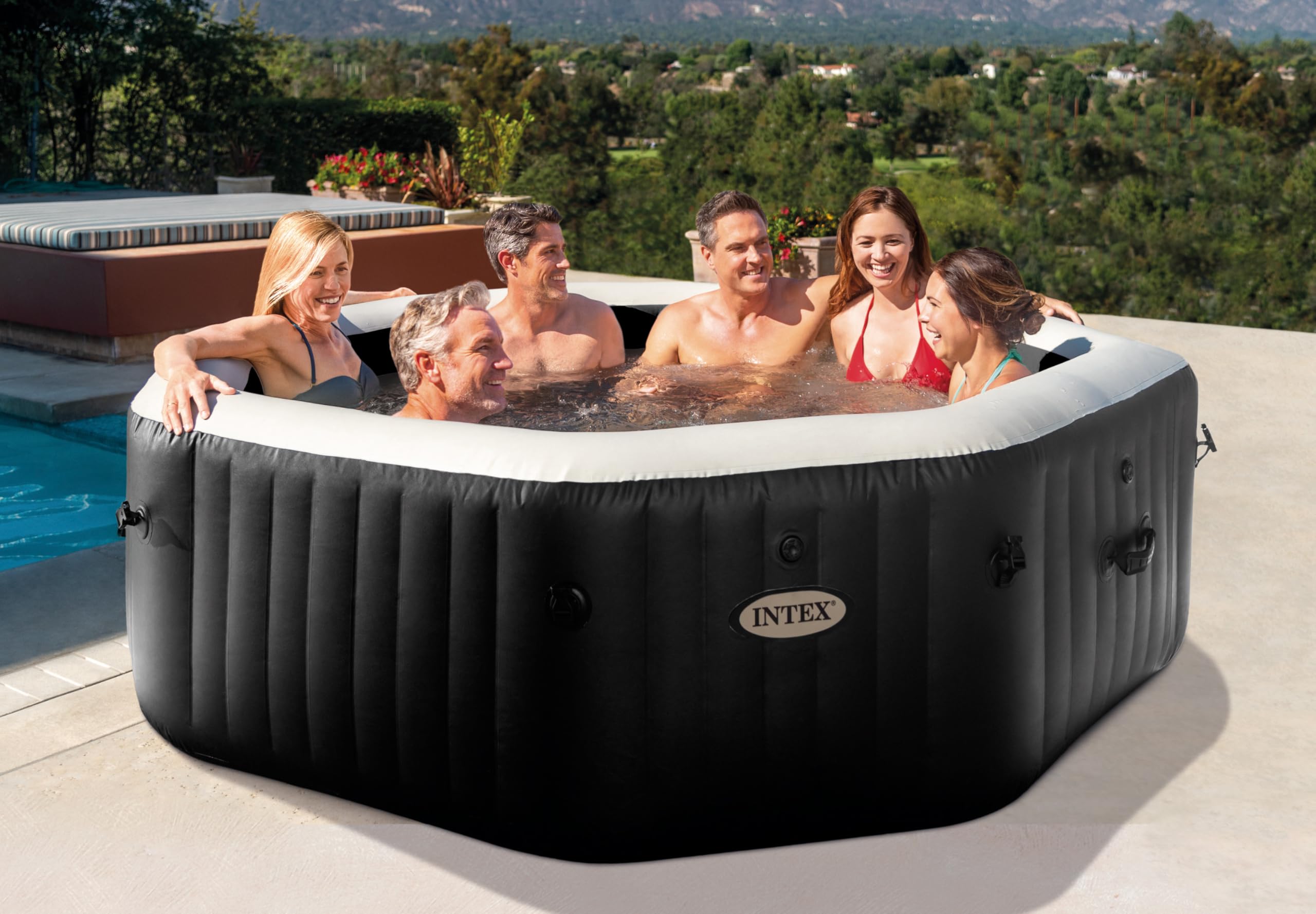 Intex PureSpa Basen Dmuchany, Czarny/Biały, Ø 218 x 71 cm