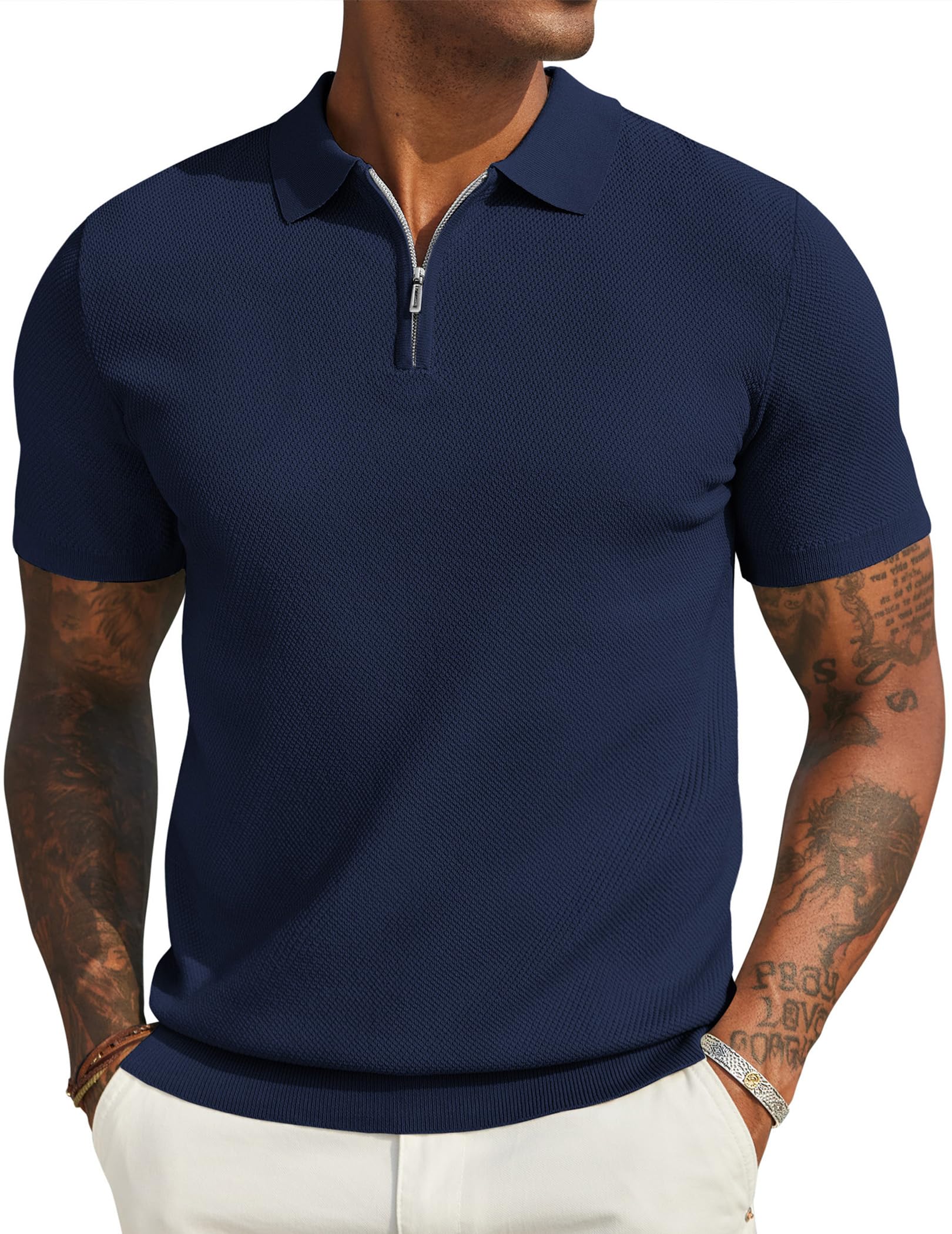 COOFANDY Mens Polo Shirts Short Sleeve Casual Knit Polo Shirts Lightweight Golf Shirts