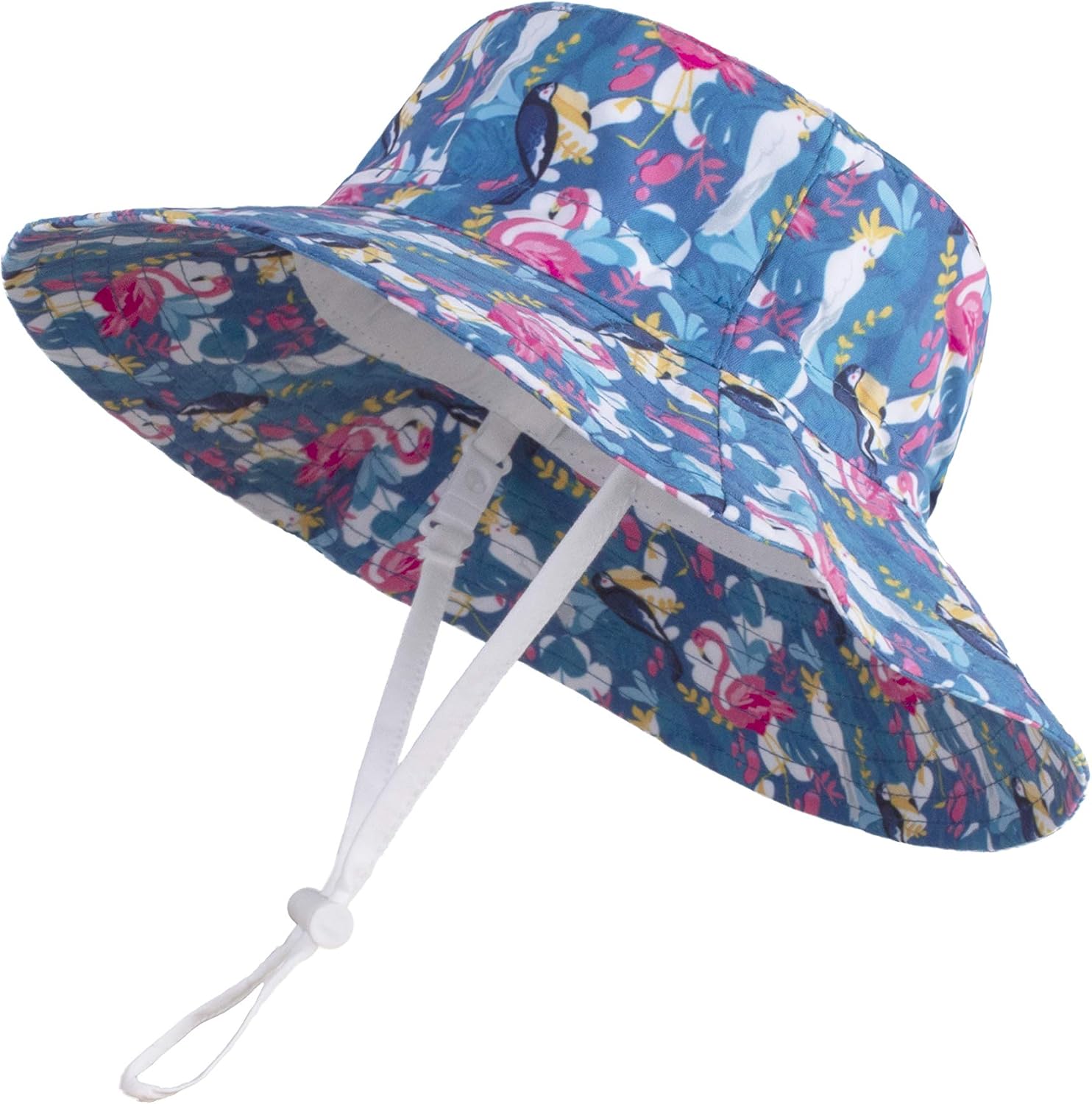 LANGZHEN UPF Beach Sun Protection Hat for Baby Girls Adjustable Toddler Kids Hat Wide Brim Summer Outdoor hat with Chin Strap