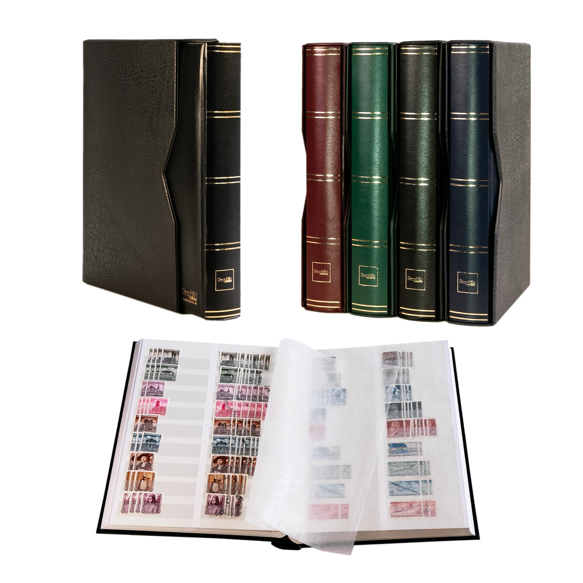 Prophila Collection White Prophila Stockbook 60 Divided Sides Padded With Slipcase Black