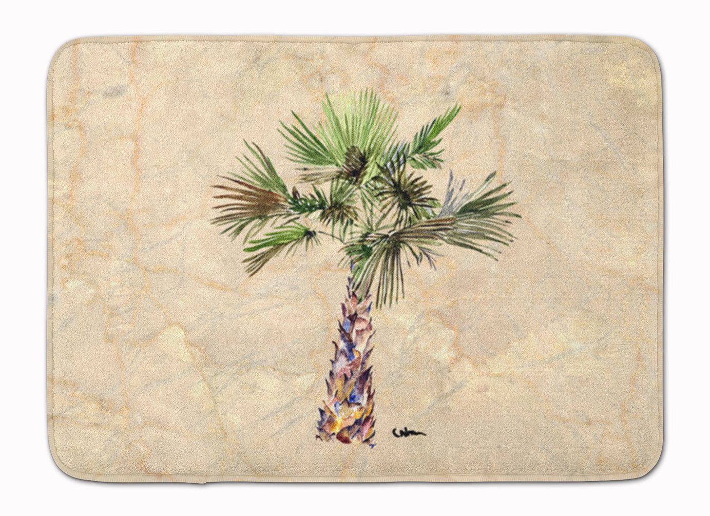 Caroline's Treasures 8480RUG Palm Tree Machine Washable Memory Foam Mat, Bathroom Rug, Non-Slip Bath Mat, Durable Thick Washable Rugs for Kitchen, Bathroom Quick Dry, Decorative Artwork,
