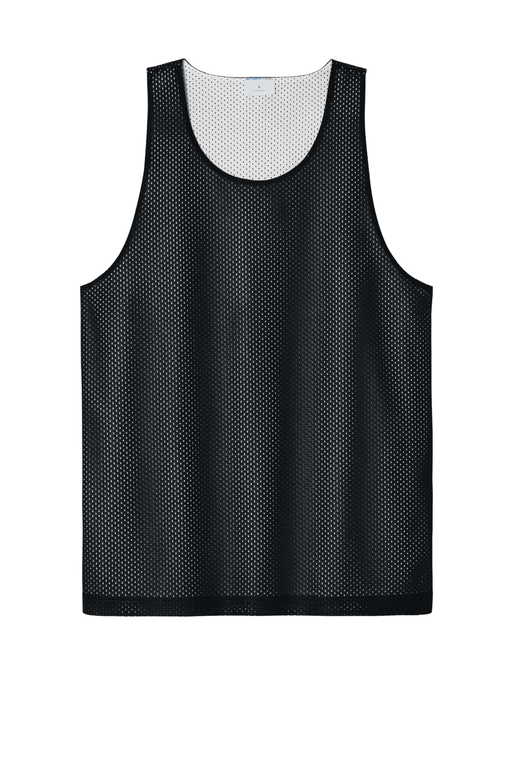 PosiCharge Reversible Mesh Tank | Gym Fashion for Men & Women by SPORT-TEK – Large, Black/ White, Model ST5000