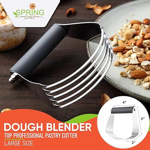 Miniatura 130 de Spring Chef Batidora de masa de tamaño mediano para hornear, herramienta cortadora de masa de acero inoxidable, herramienta manual de cortador