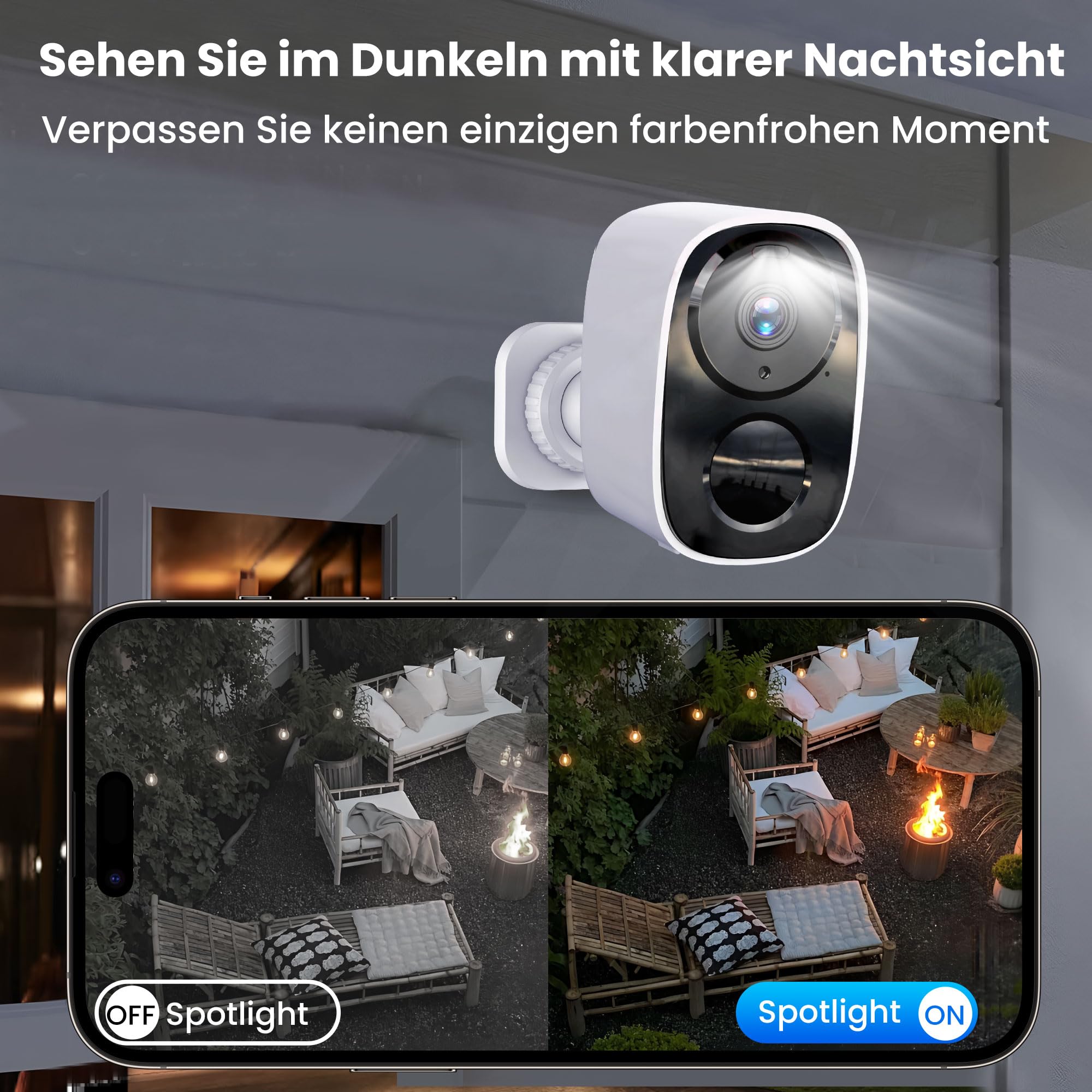 HITELLARCAM 2K Überwachungskamera Außen Akku, 2.4/5GHz Dual-Band WLAN Kamera Set mit Kostenlosem Cloud-Speicher, KI-Bewegungserkennung, Farb-Nachtsicht, 2-Wege-Audio, IP66 Wasserdicht für Haus &Garten