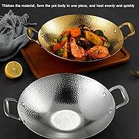 Vista 5 de SVRITE Sartén de acero inoxidable para paellas, sin recubrimiento, antiadherente, de 8, 9, 10, 11 pulgadas, sartén pequeña para fideos con doble