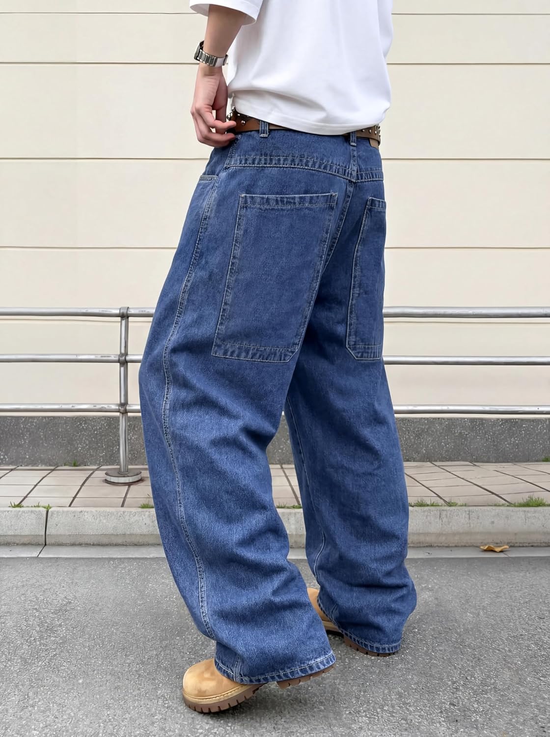 GINGTTO Mens Baggy Jeans Y2k Wide Leg Jeans for Men Loose Fit Denim Pants Blue 36 - Image 4