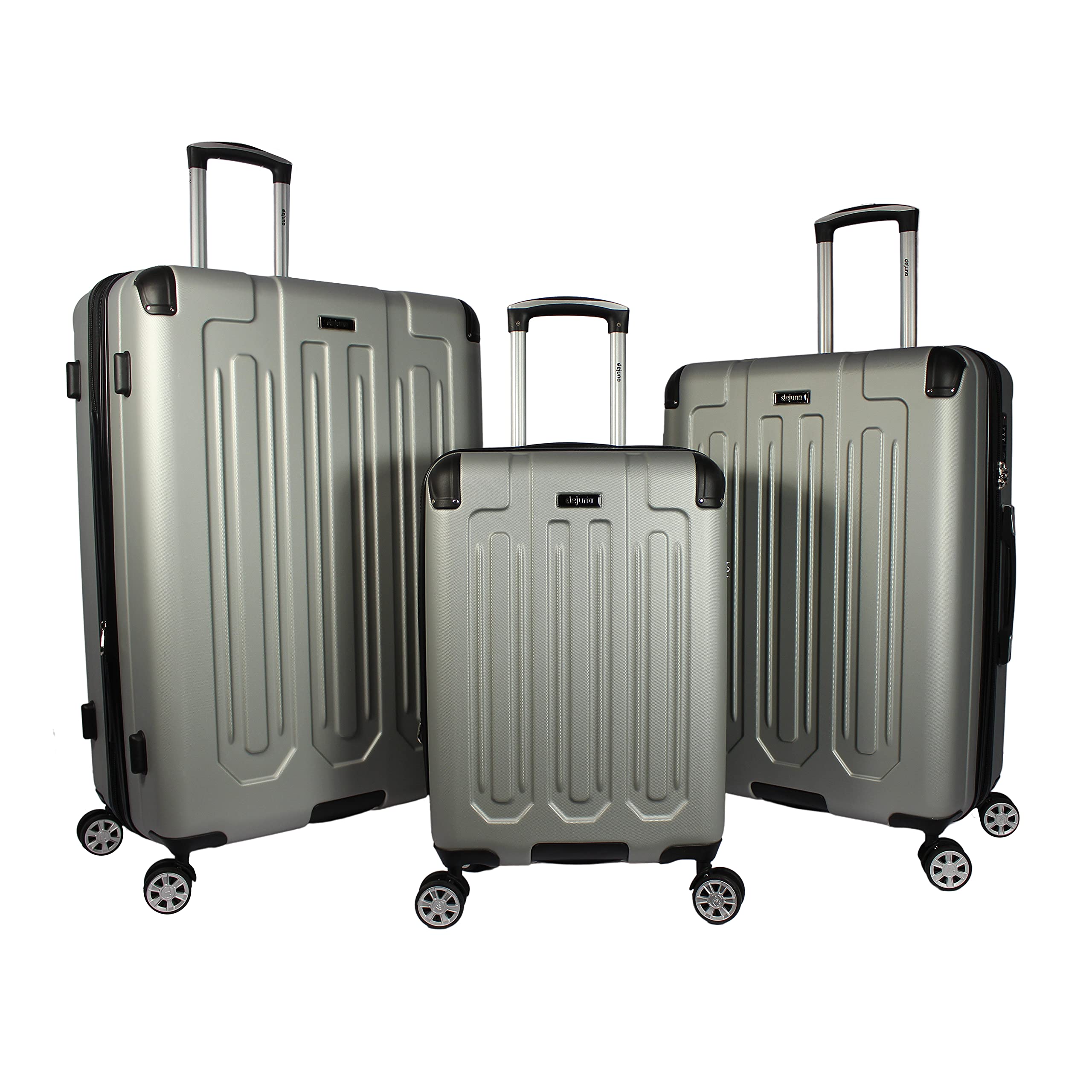 Buy Tutin 3Piece Hardside Spinner Luggage Set with TSA Lock, Silver, 3