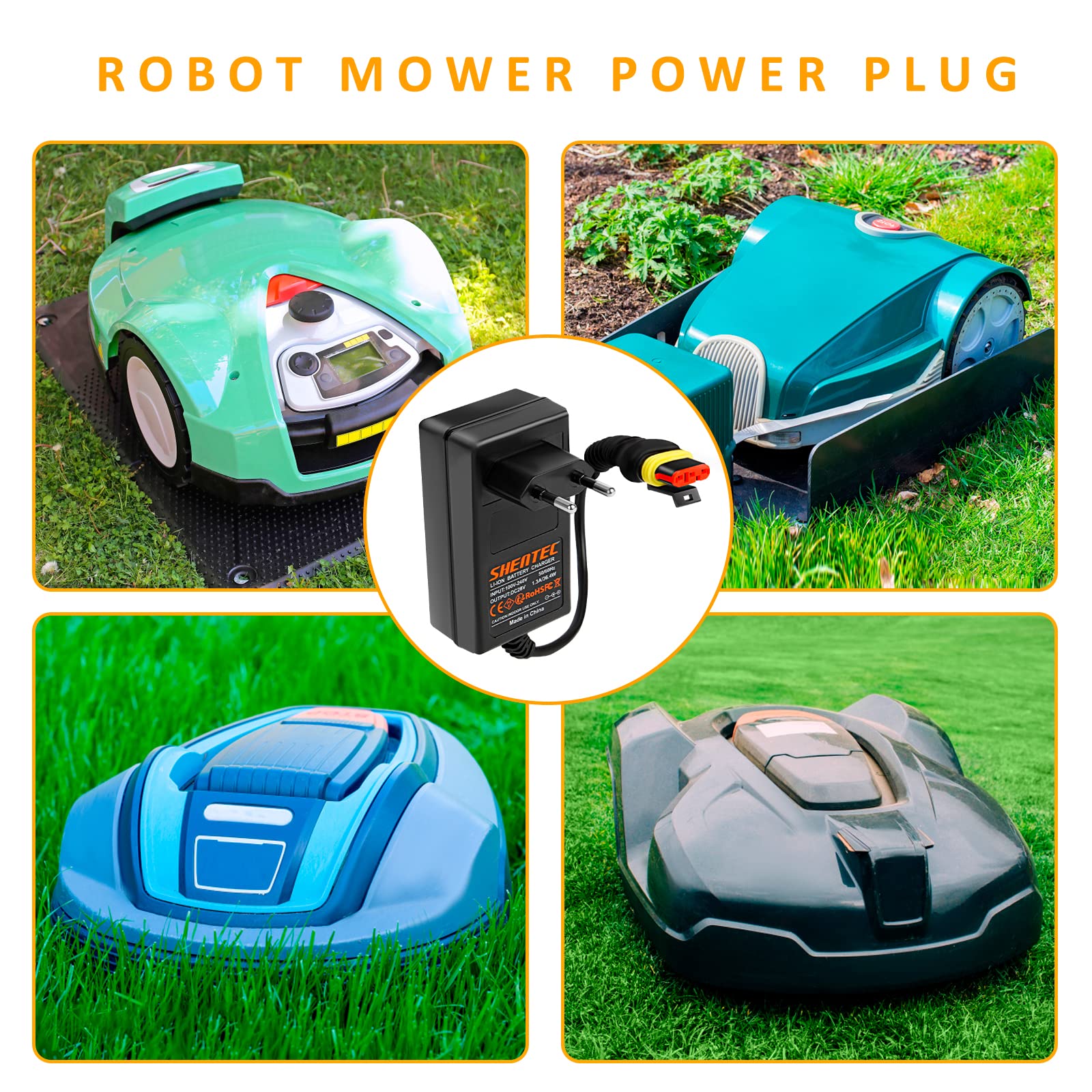 Shentec 28V Netzteil Ladegerät kompatibel mit Husqvarna Automower 105, 305, 310, 315, 315X, 405X, 415X, 310 Mark II, 315 Mark II, Gardena R50Li, R70Li, R80Li, Sileno City, Life, Minimo Mähroboter