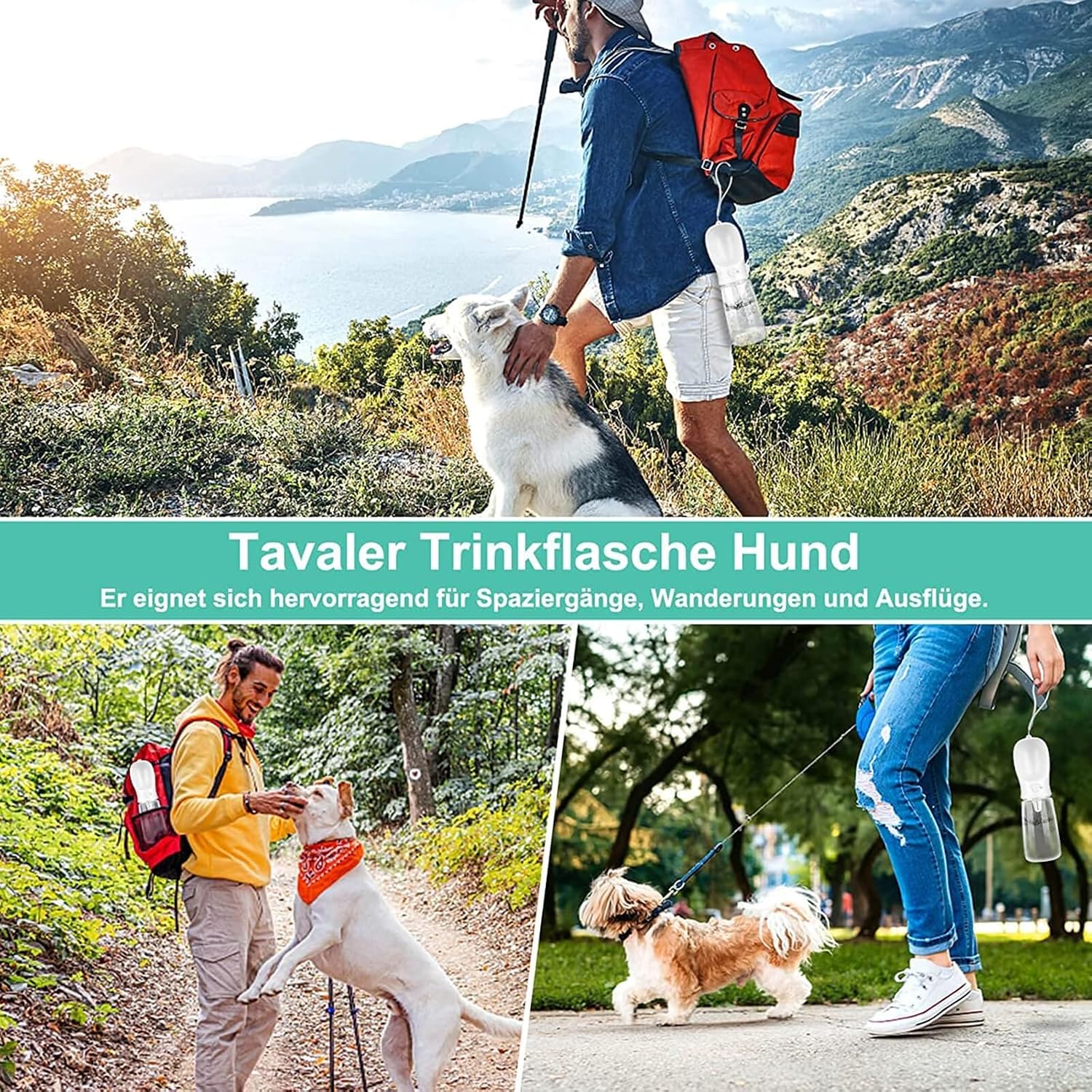Portable Dog Water Bottle 350ml/550ml Leak Proof BPA Free Eco-Friendly Outdoor Water Dispenser for Dogs Travel Walking Hiking(White,Large)