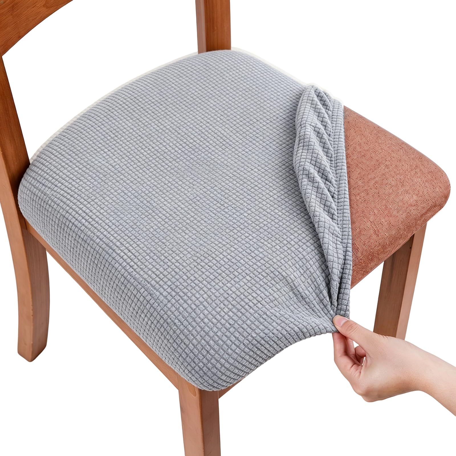Qianderer Folding Chair Cover, Stretch Covers, Stretch Slipcovers, Protector Removable Washable Chair Seat Cushion Protectors (Light Grey, One Size)