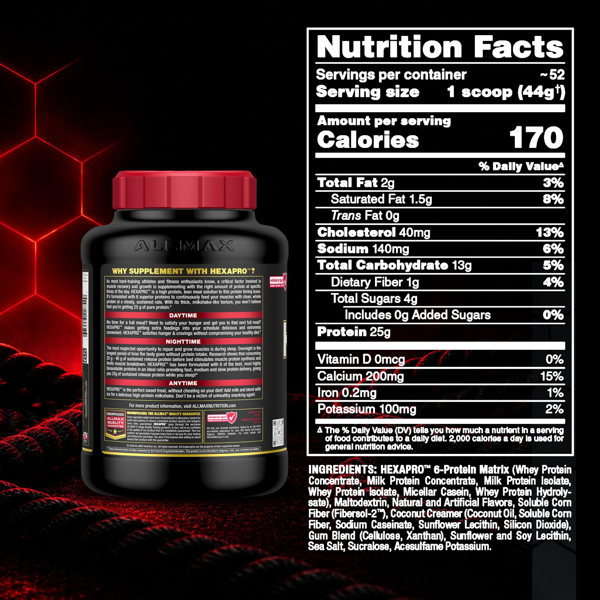 ALLMAX HEXAPRO Protein Powder, French Vanilla, 5 lb, 52 Servings — Amazon image 9