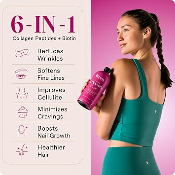 Zena Nutrition Liquid Collagen for Women, with Biotin, Hair, Skin & Nail Supplement [ 30 Servings ] 2500mg Verisol Bioactive Collagen Peptides, 5000mcg Biotin, Mixed Berry, 10 fl oz