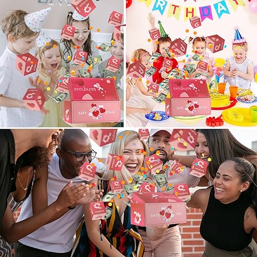 Miniatura 3 de Yawlsow Caja sorpresa de regalo con explosión para dinero, caja sorpresa explosiva con confeti, caja de regalo de explosión en efectivo de lujo para