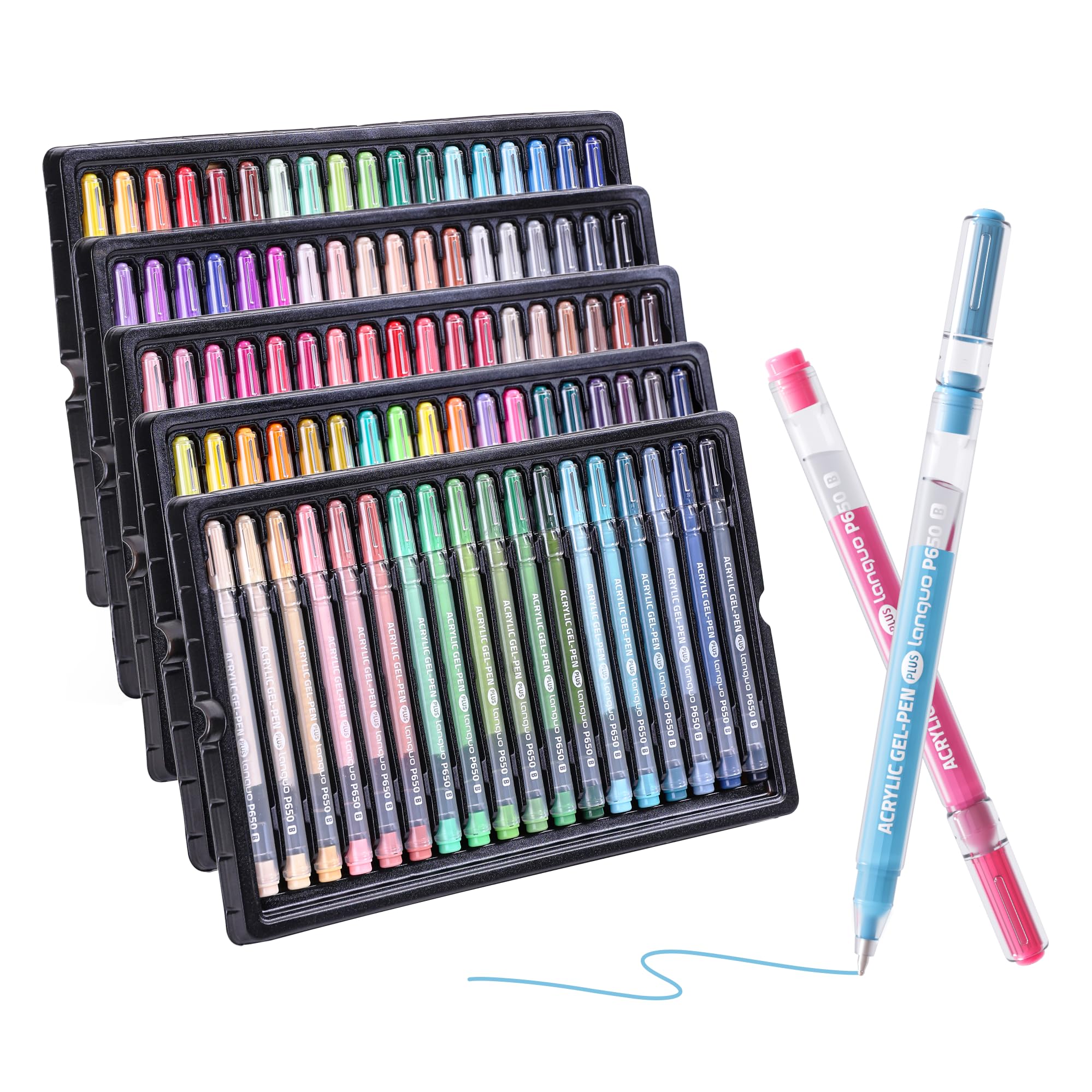 Qimiart Acrylic Gel Pens 90 Colours, Acrylic Pens with 1mm Bullet Tip for Adult Colouring, Drawing, Rock, Glass, Fabric, Black Paper, Journaling & DIY Art Crafts Supplies
