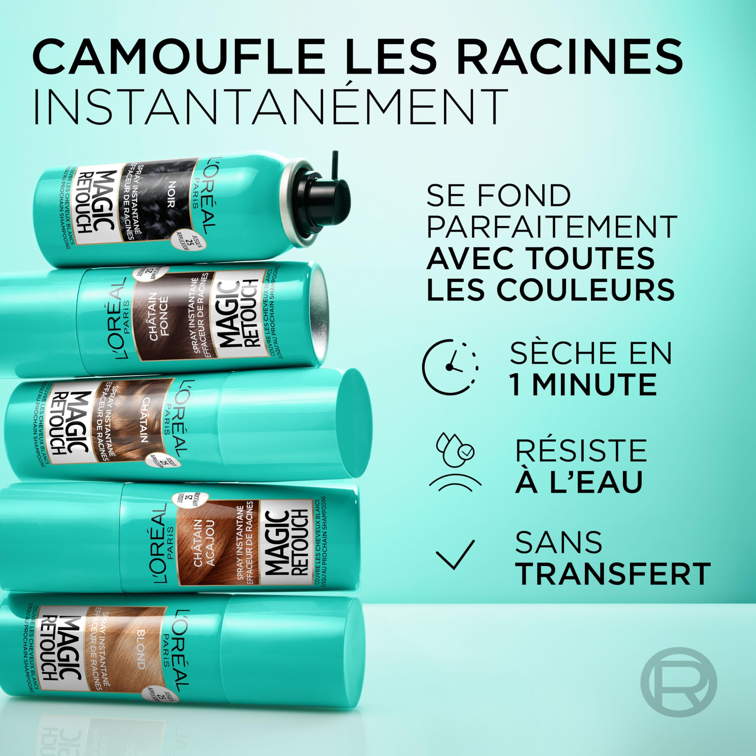 L’ORÉAL PARIS - Spray Instantané Correcteur de Racines & Cheveux Blancs - Hommes & Femmes - Magic Retouch - Châtain Foncé - 2x75ml
