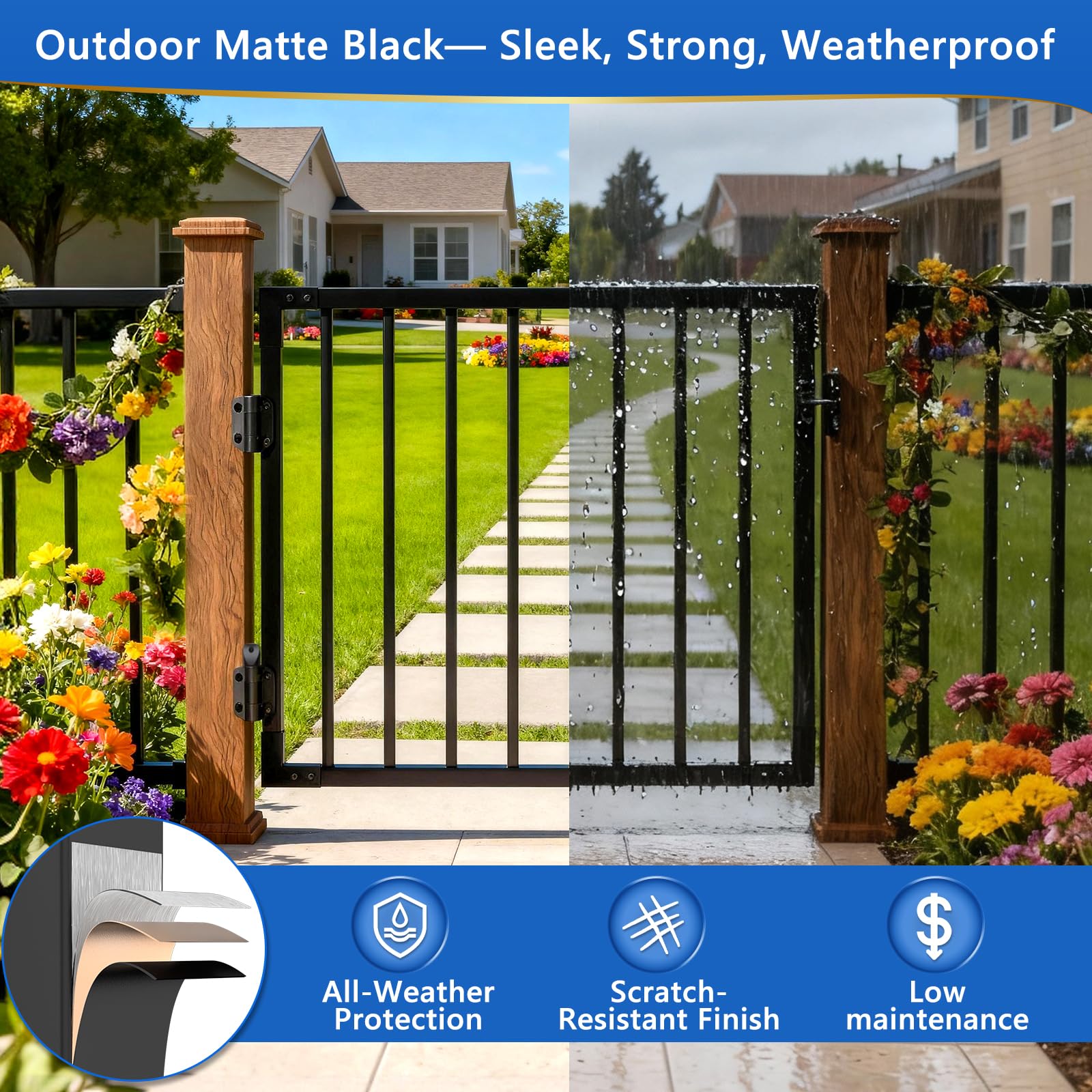 Guwezoy W.3ft x H.36in Outdoor Aluminum Deck Gate Kit, Cuttable