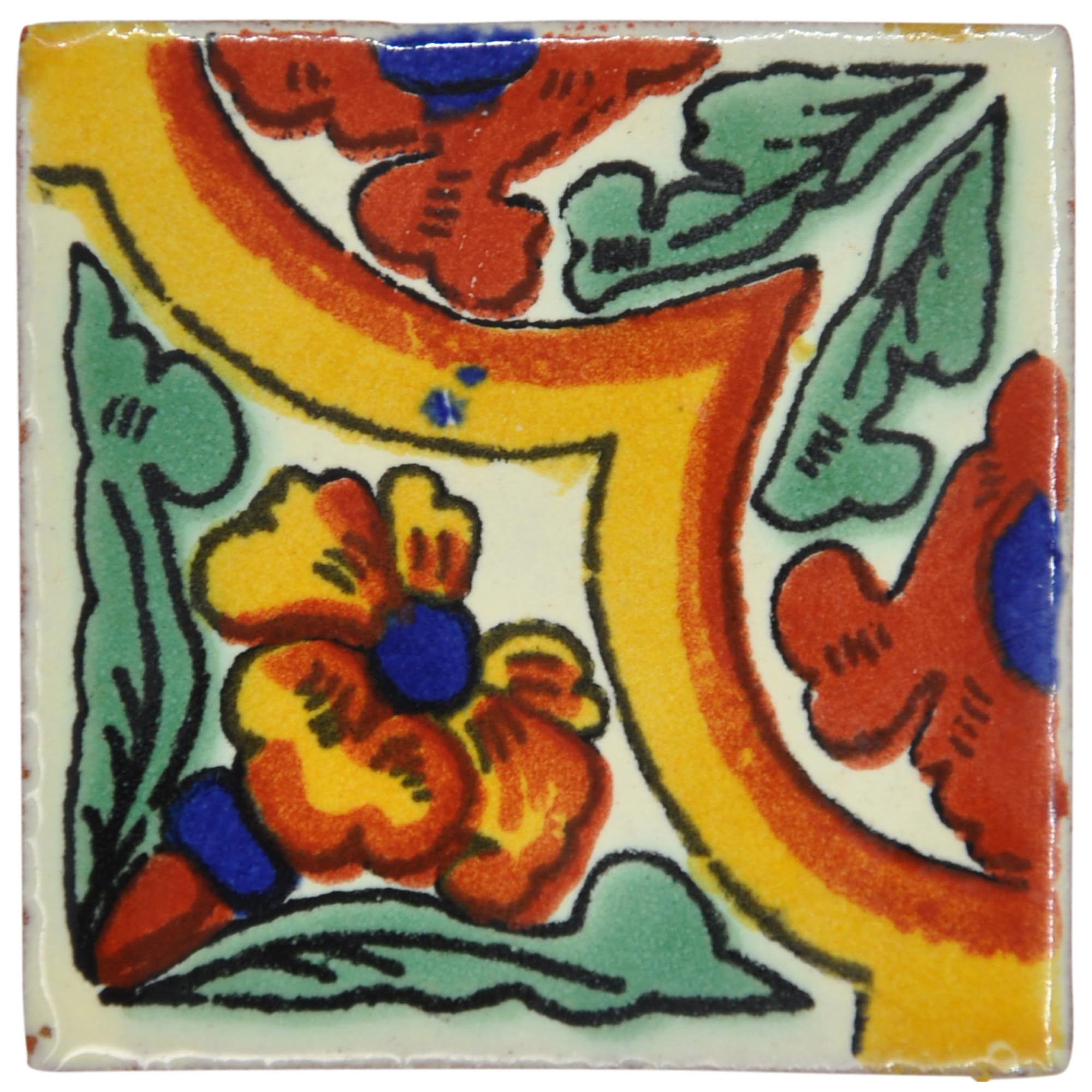 Tumia Lac Multicolor Handmade Mexican Talavera Tile - Authentic Style Natalia Ceramic Tiles For Crafts, Backsplashes And Home Improvement - Individual Tile
