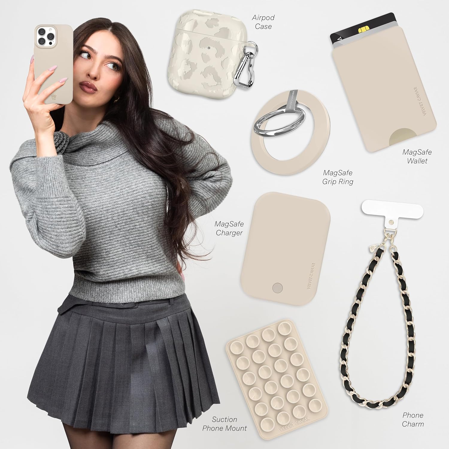 VELVET CAVIAR for iPhone 13 Pro Case - Compatible with MagSafe - 10ft Drop Protection (Sand Stone, Neutral Beige) - Image 2