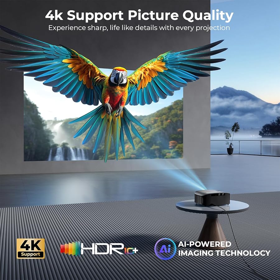 GOODEE 4K Mini Smart Projector with WiFi and Bluetooth - 【Official Licensed Google TV】 Compatible with Netflix/YouTube/Prime Video/Dolby Audio/Auto Focus, Portable Movie Projectors for Outdoor/Indoor - image 6