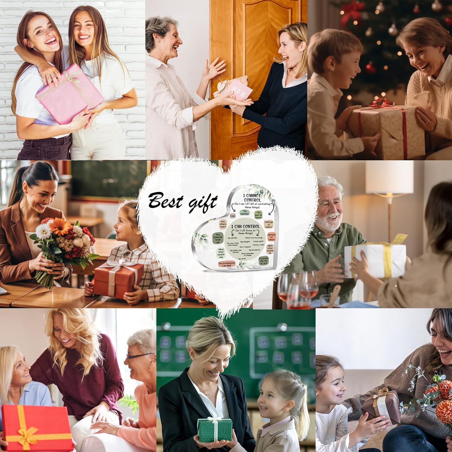 Mental Health Things I Can Control Decor Gifts for Women, Mindfulness Decor for Therapy Office Acrylic Heart Gifts, Psychology Art Decor for Treatment Room Office School Classroom - Image 5