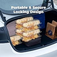 Vista 4 de Fit Meal Prep Paquete de 25 recipientes de plástico transparente con bisagras de 12 x 5 x 3 pulgadas, recipientes de plástico desechables