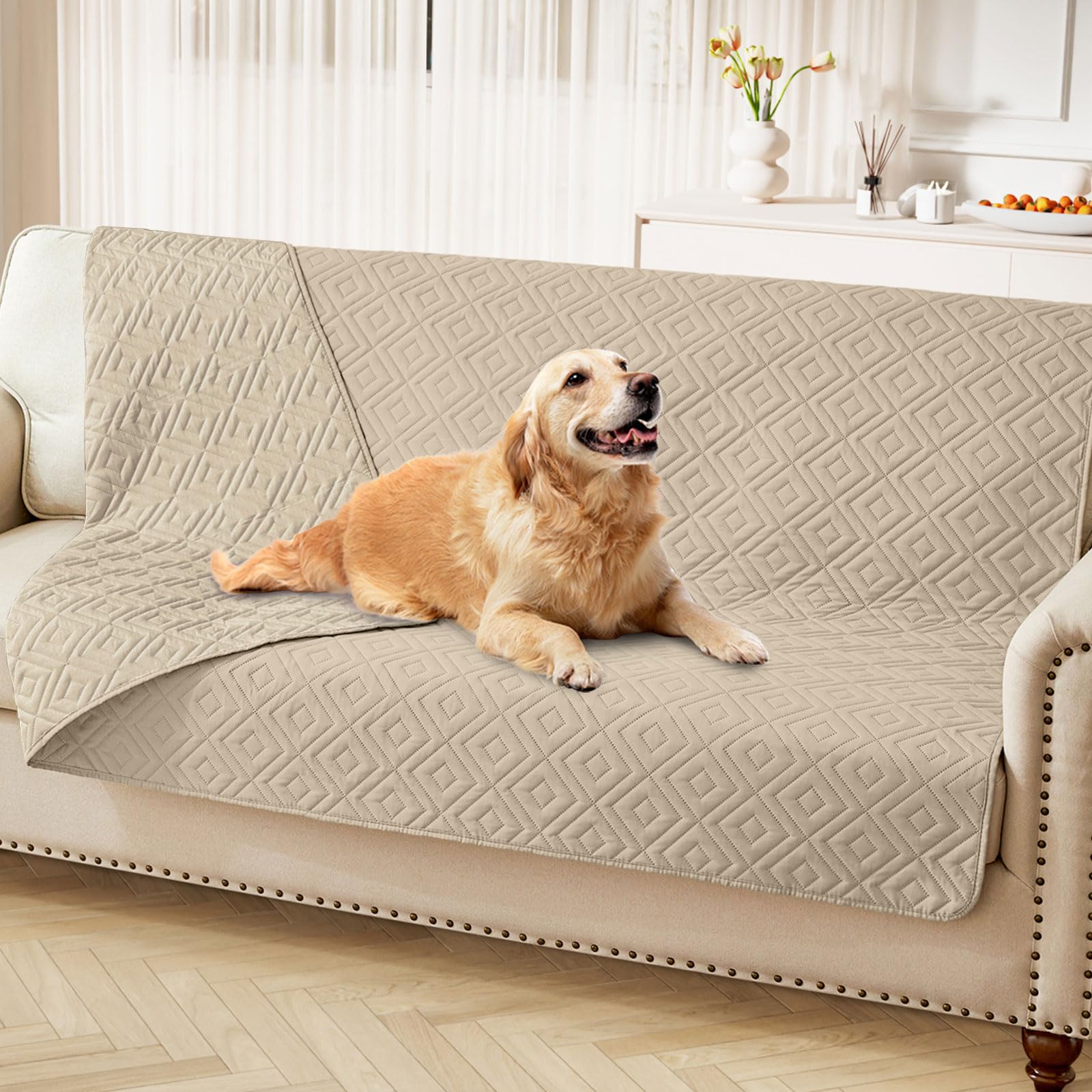 hyha Waterproof Dog Blanket, Soft Dog Bed Cover Pet Blankets, Waterproof Sofa Couch Cover for Dogs Washable, Reversible Pet Couch Covers for Sofa Furniture (52x82 Inch, Taupe/Taupe)