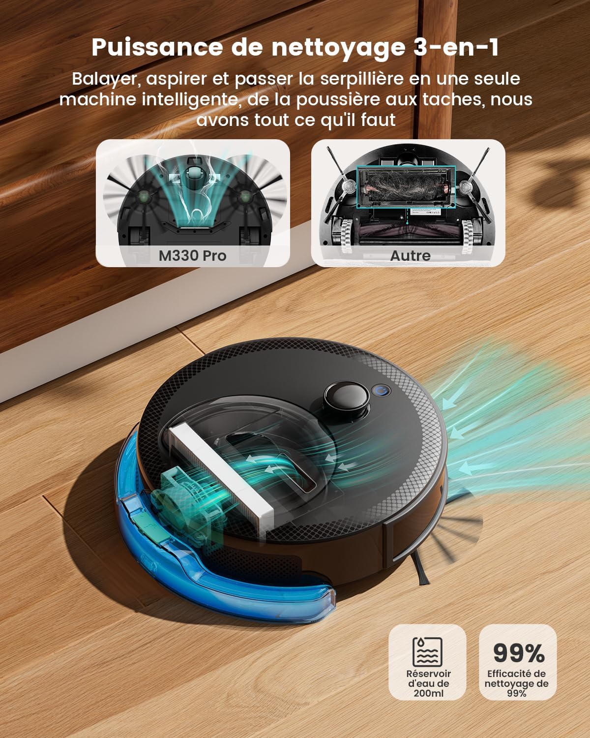 Intern view of Lefant M330 Pro's 3-in-1 cleaning system