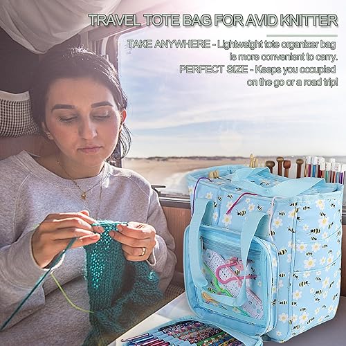 Miniatura 3 de Coopay Organizador portátil de bolsas de ganchillo, organizadores de almacenamiento de hilo y almacenamiento organizado para ganchillos, agujas de